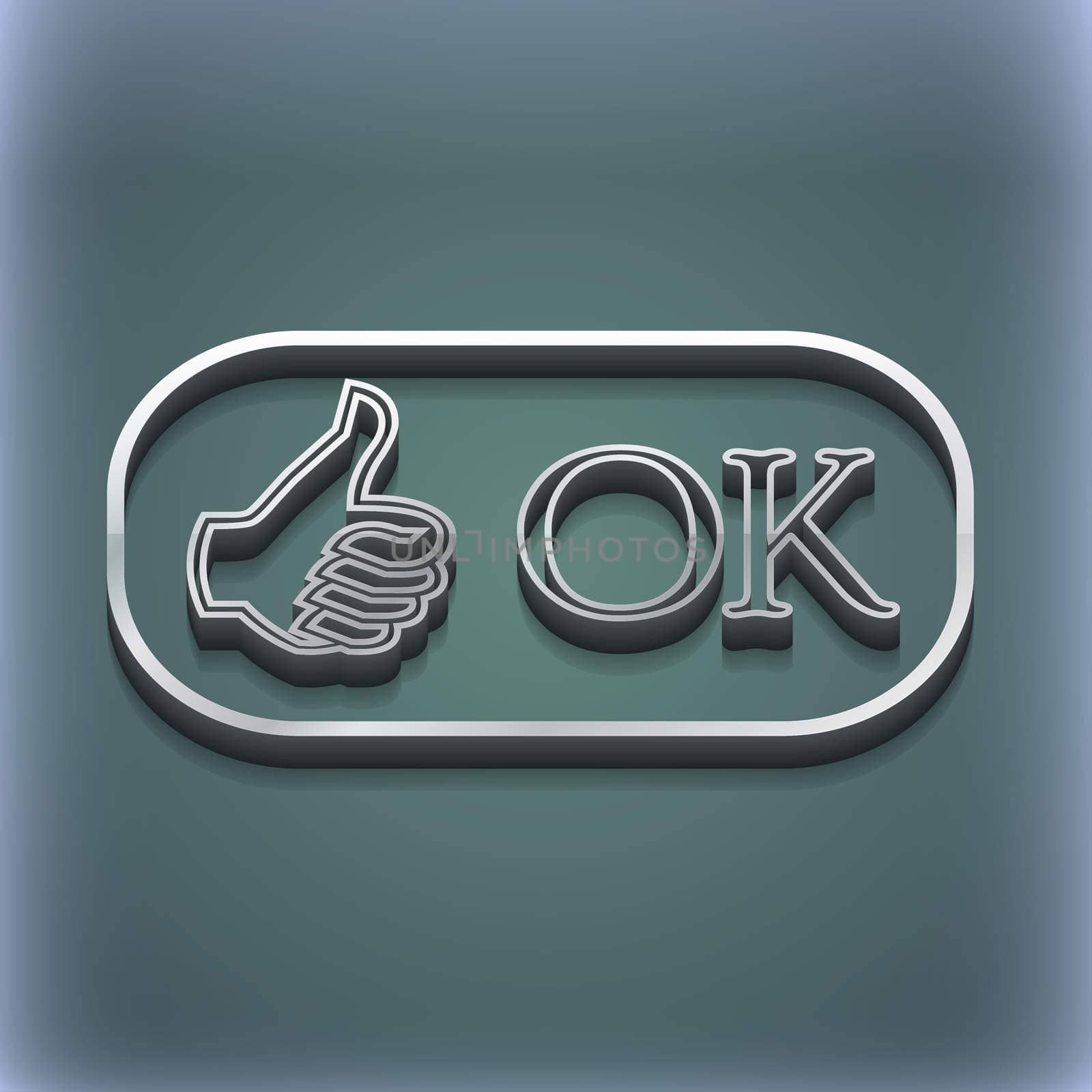 OK icon symbol. 3D style. Trendy, modern design with space for your text illustration. Raster version