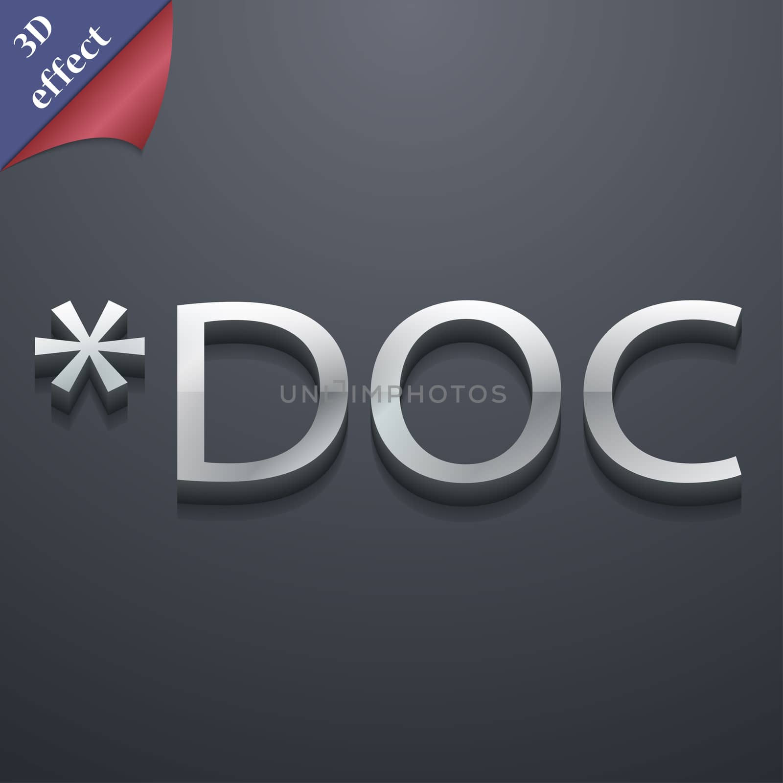 Doc file extension icon symbol. 3D style. Trendy, modern design with space for your text . Rastrized by serhii_lohvyniuk