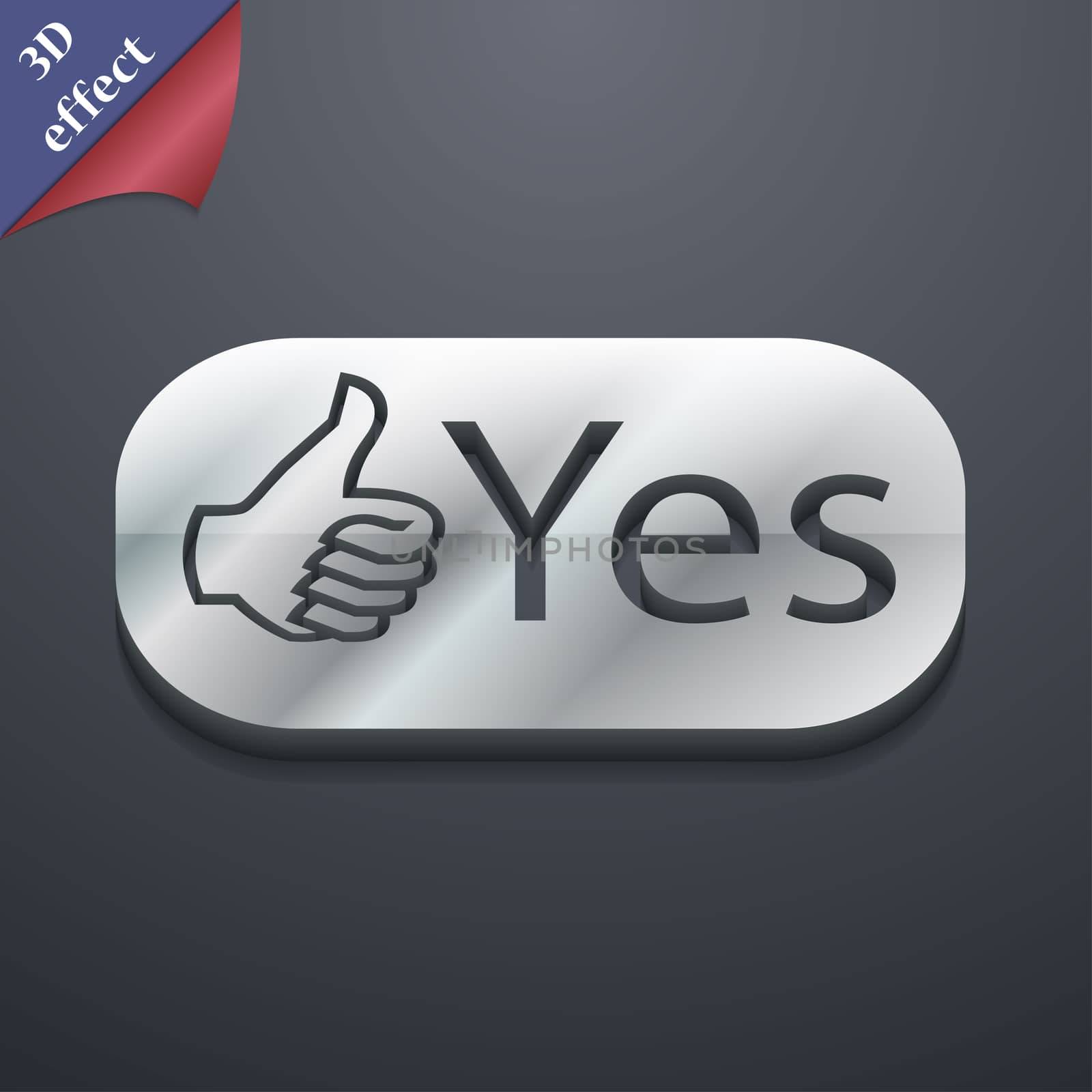 Yes icon symbol. 3D style. Trendy, modern design with space for your text . Rastrized by serhii_lohvyniuk