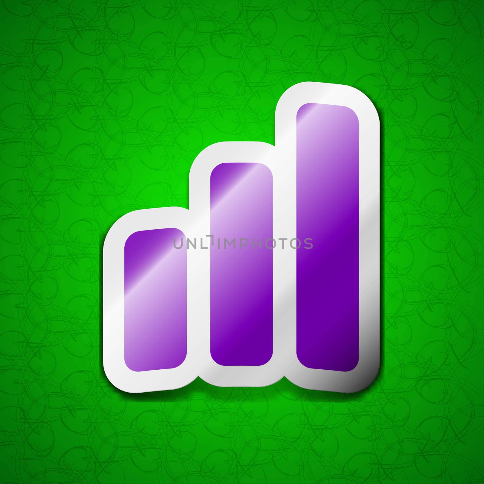 Growth and development concept. graph of Rate icon sign. Symbol chic colored sticky label on green background. illustration