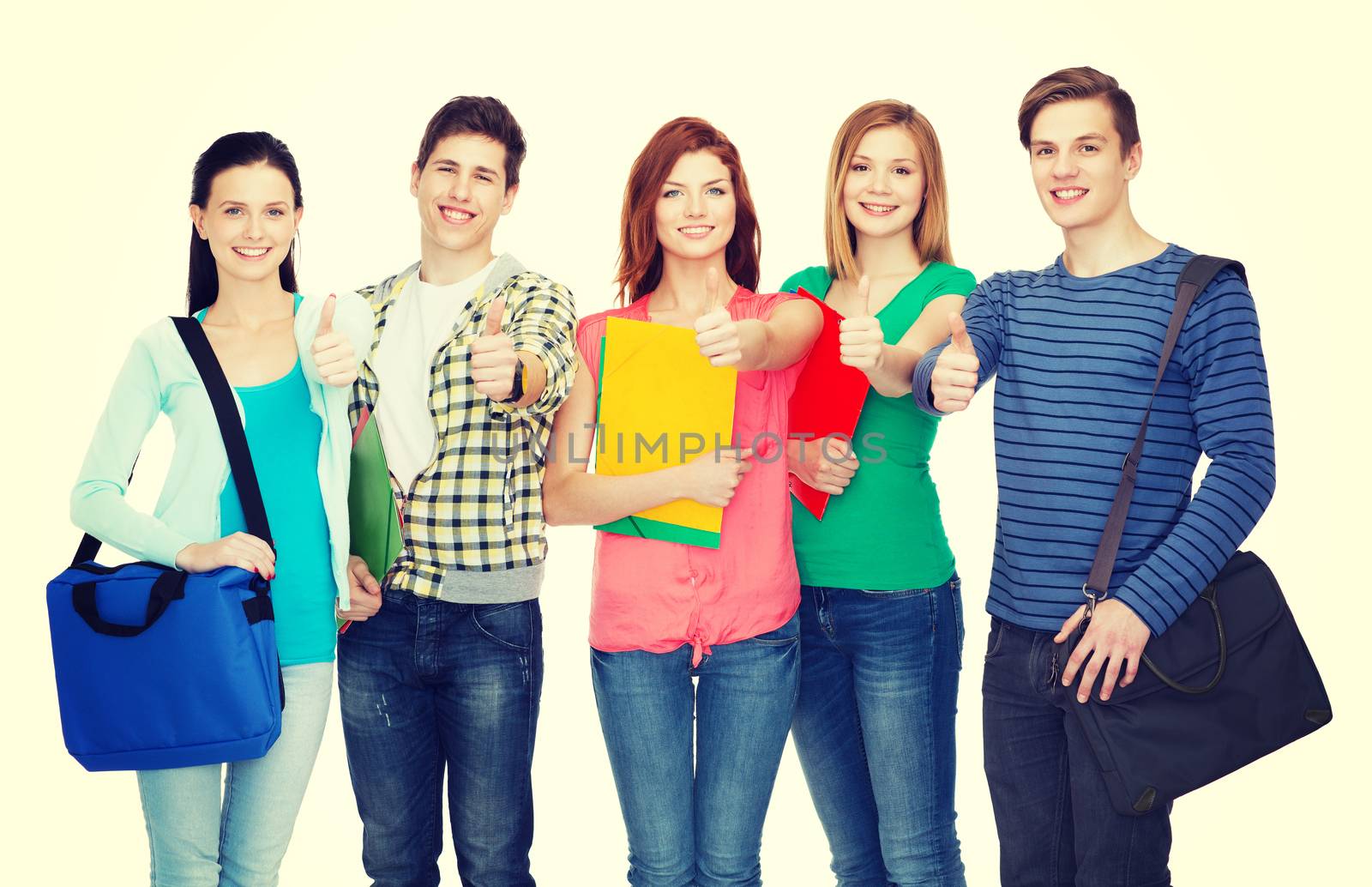 education and people concept - group of smiling students standing