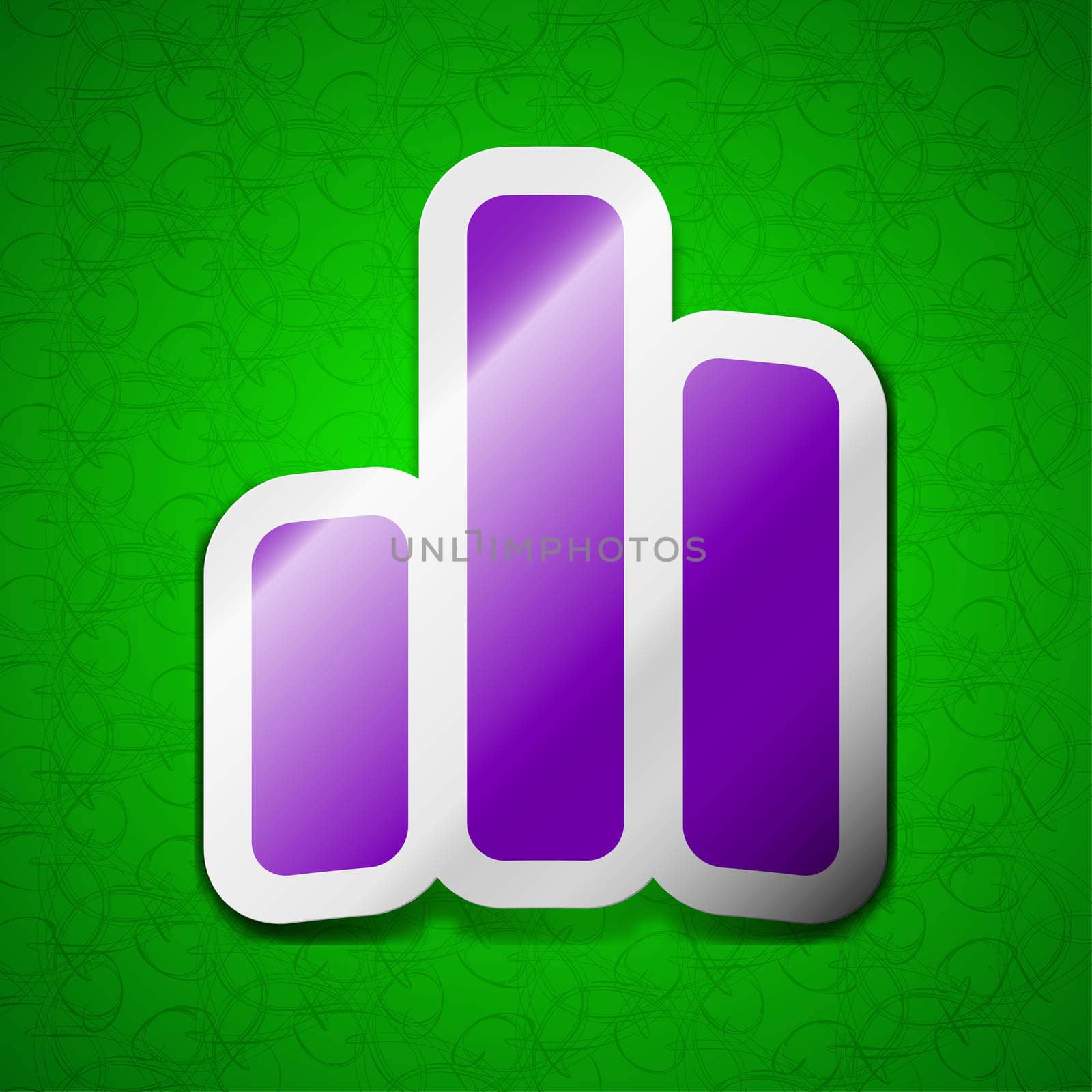 Growth and development concept. graph of Rate icon sign. Symbol chic colored sticky label on green background. illustration