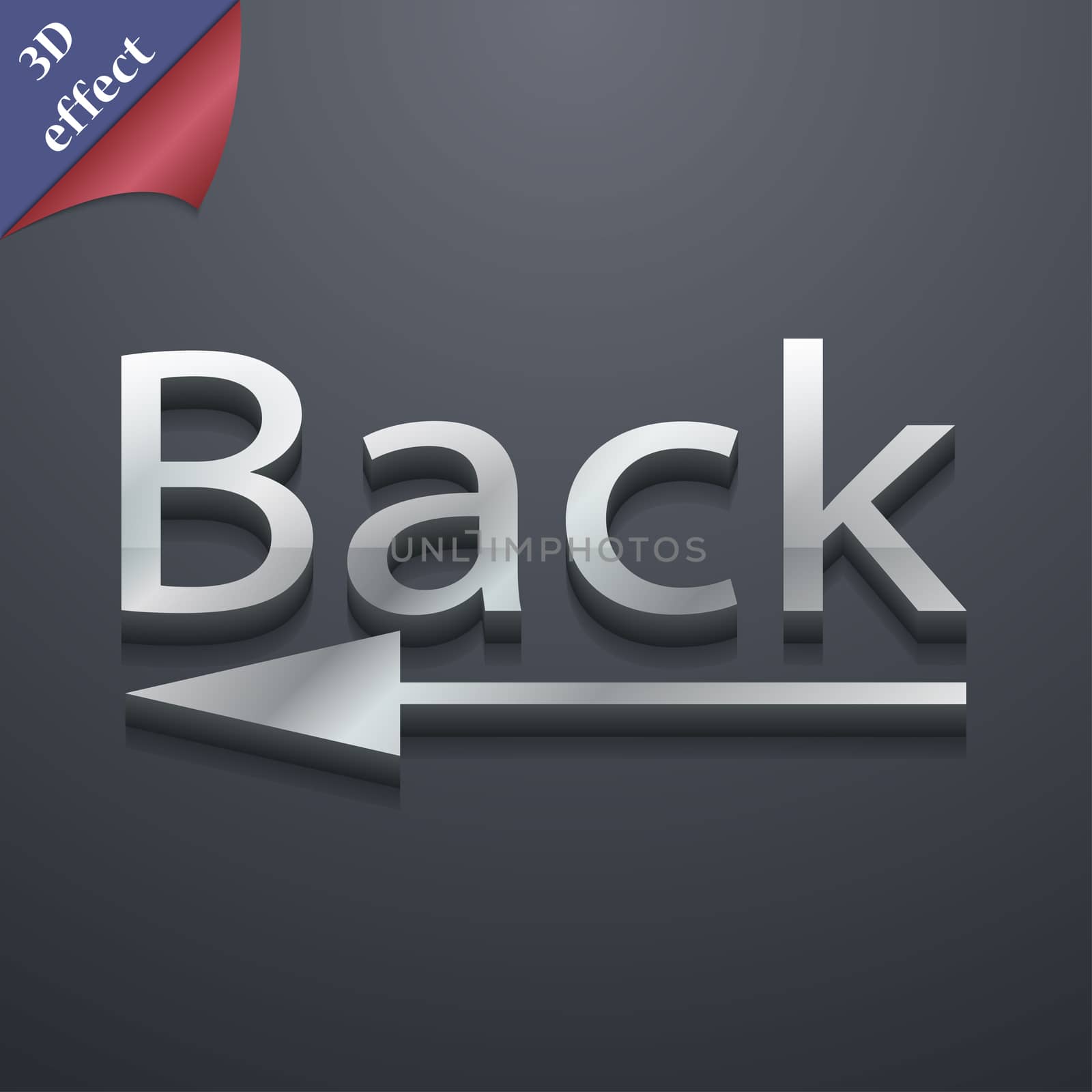 Back Arrow icon symbol. 3D style. Trendy, modern design with space for your text illustration. Rastrized copy