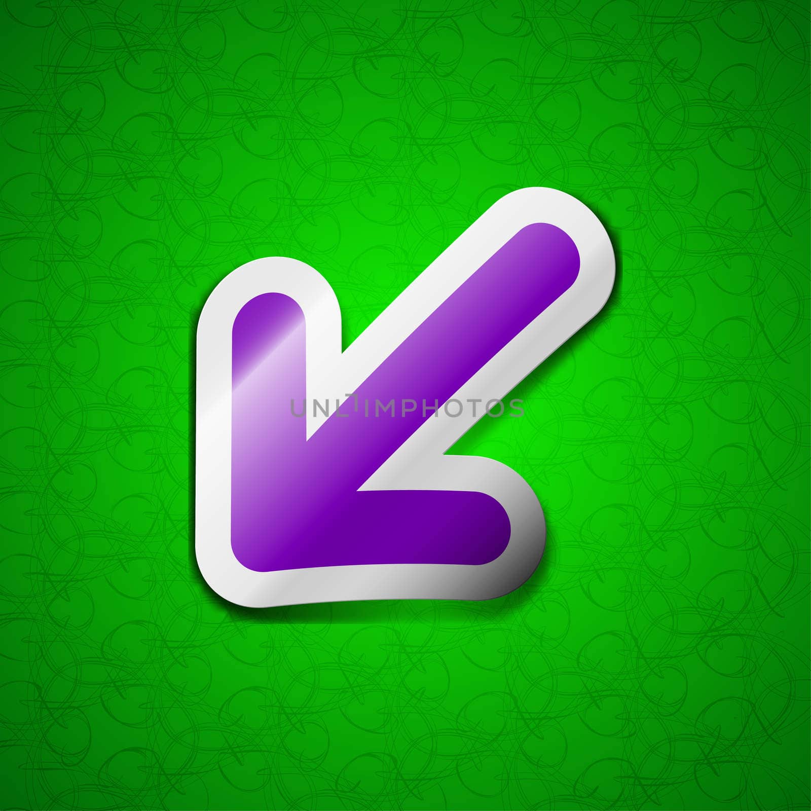 turn to full screen icon sign. Symbol chic colored sticky label on green background. illustration