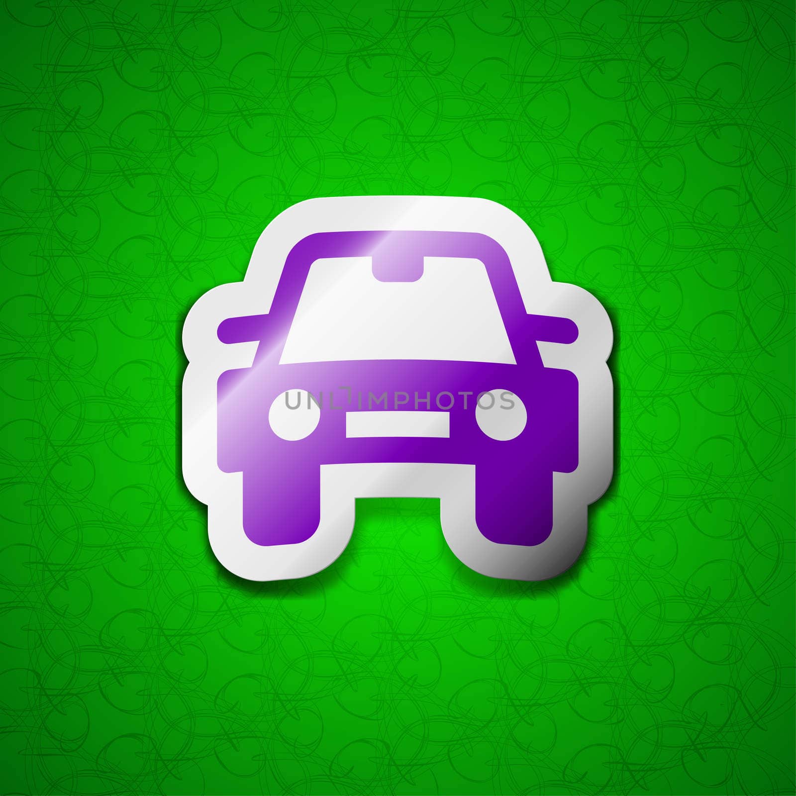 Auto icon sign. Symbol chic colored sticky label on green background.  by serhii_lohvyniuk