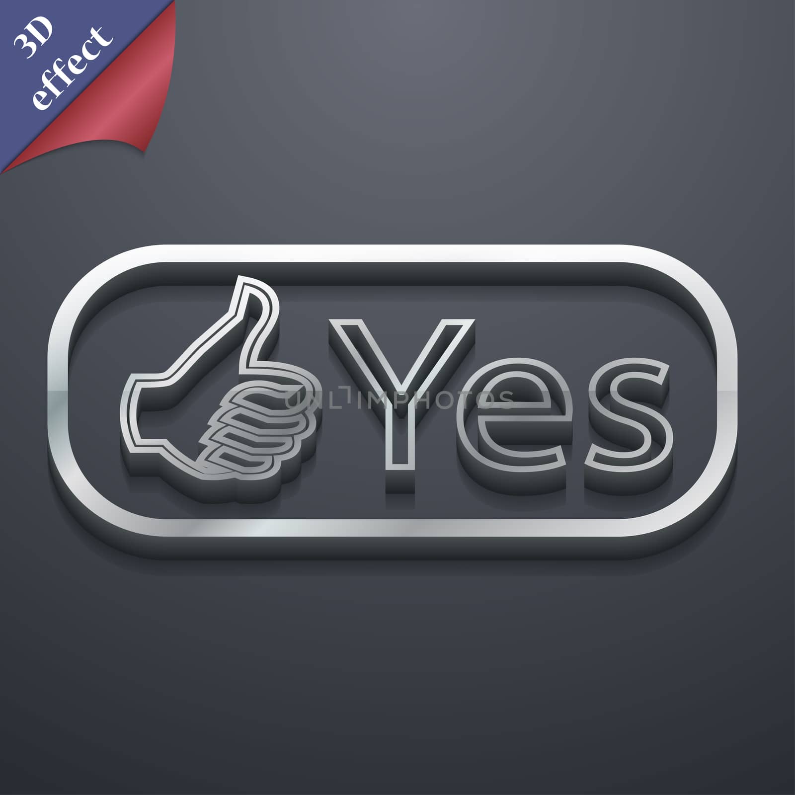 Yes icon symbol. 3D style. Trendy, modern design with space for your text . Rastrized by serhii_lohvyniuk