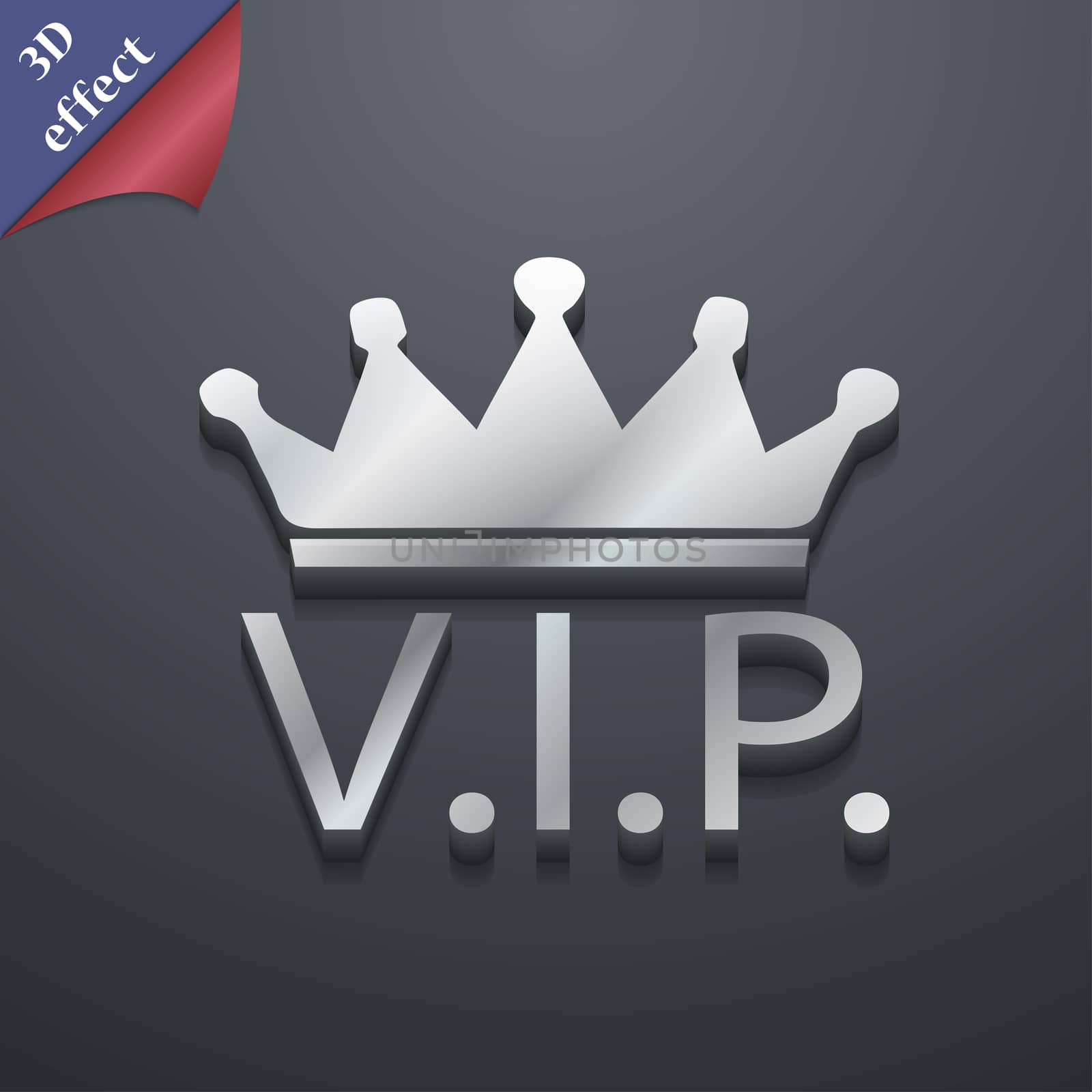 Vip icon symbol. 3D style. Trendy, modern design with space for your text . Rastrized by serhii_lohvyniuk