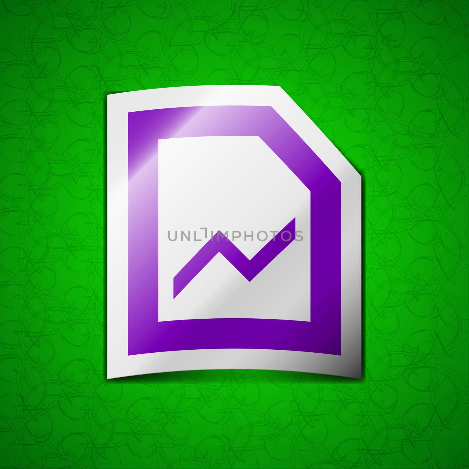 Growth and development concept. graph of Rate icon sign. Symbol chic colored sticky label on green background. illustration