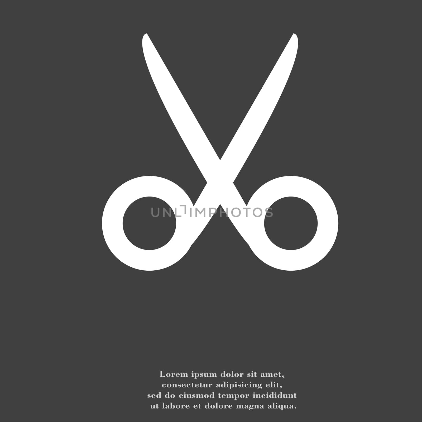 Scissors hairdresser icon symbol Flat modern web design with long shadow and space for your text. illustration
