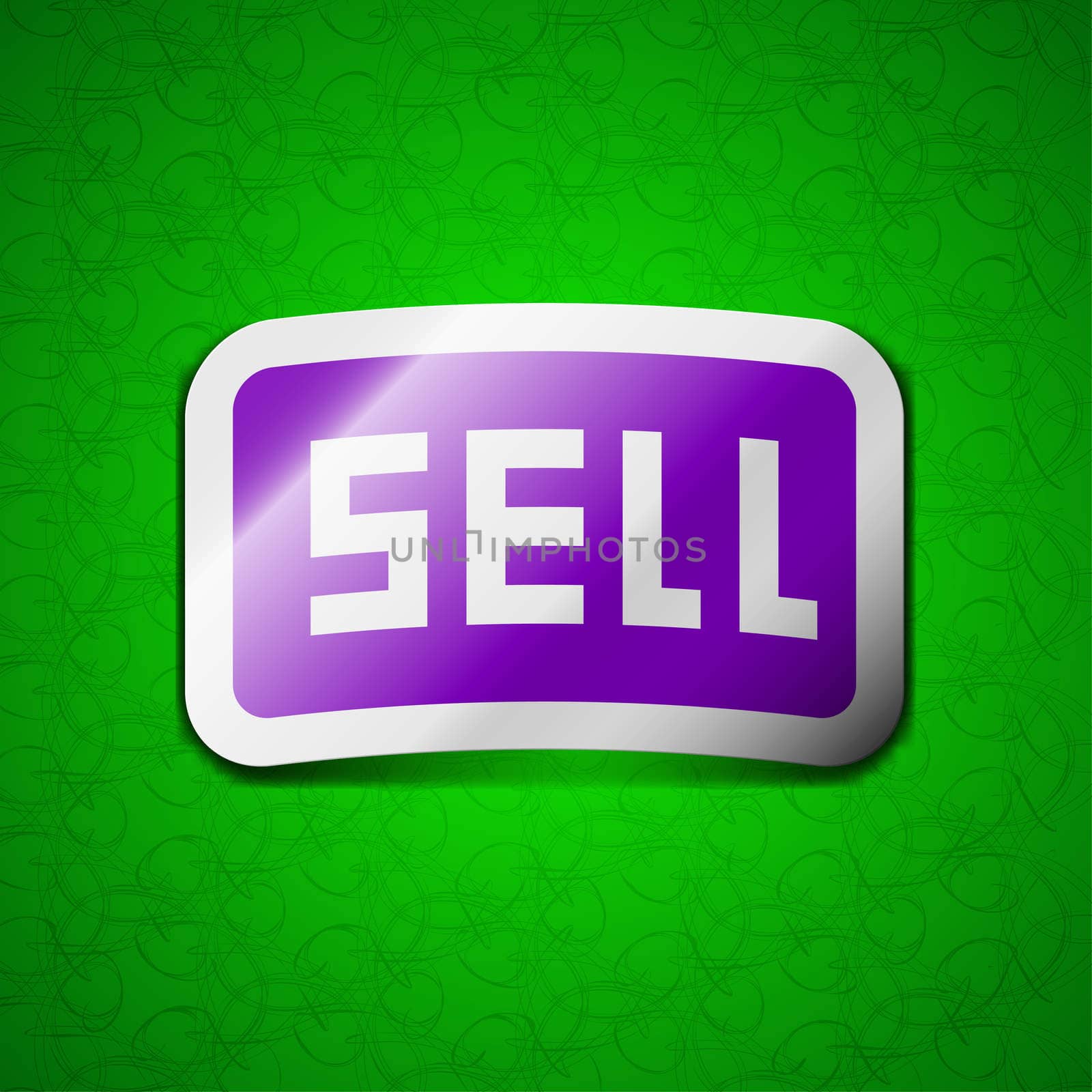 Sell, Contributor earnings icon sign. Symbol chic colored sticky label on green background. illustration