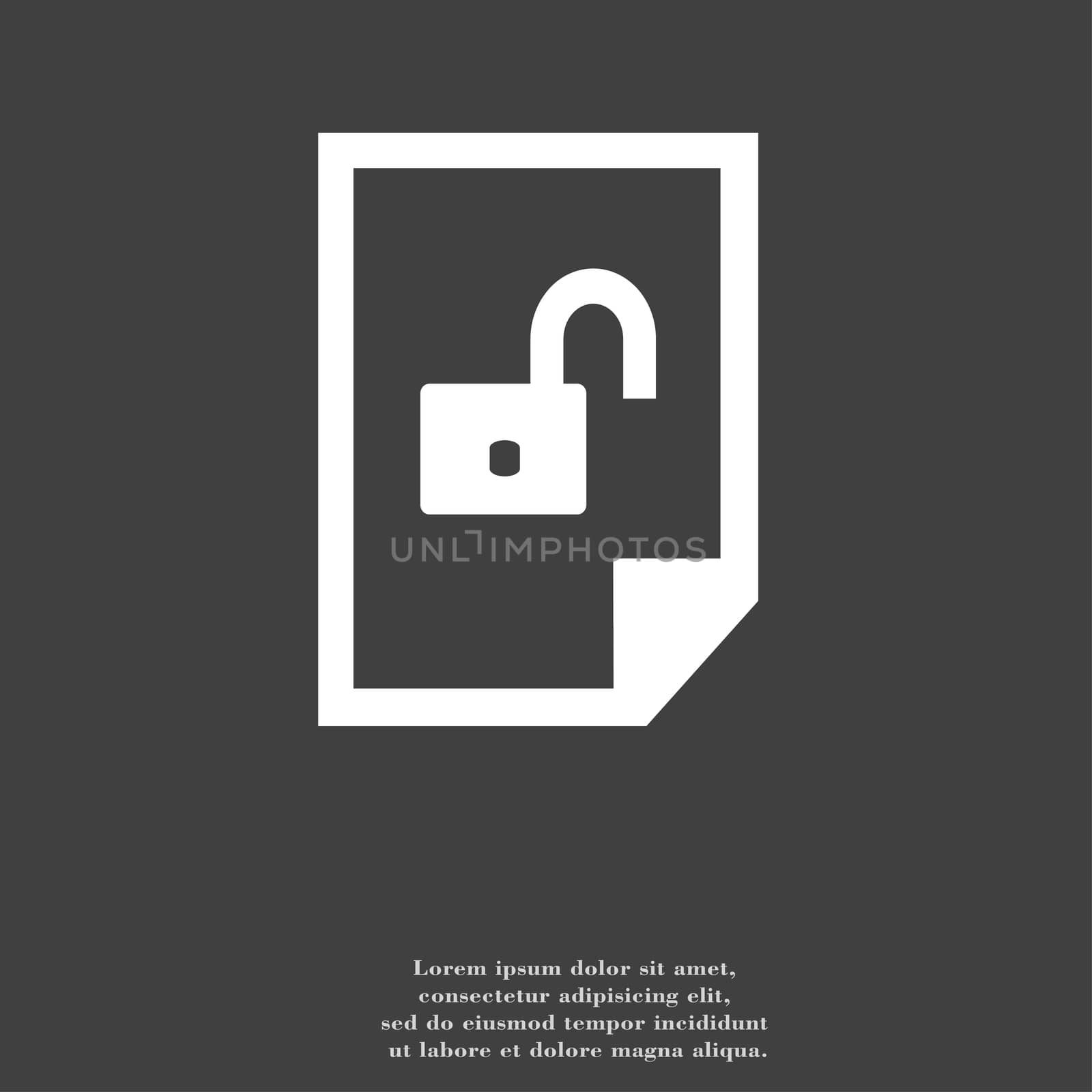 File unlocked icon symbol Flat modern web design with long shadow and space for your text. illustration