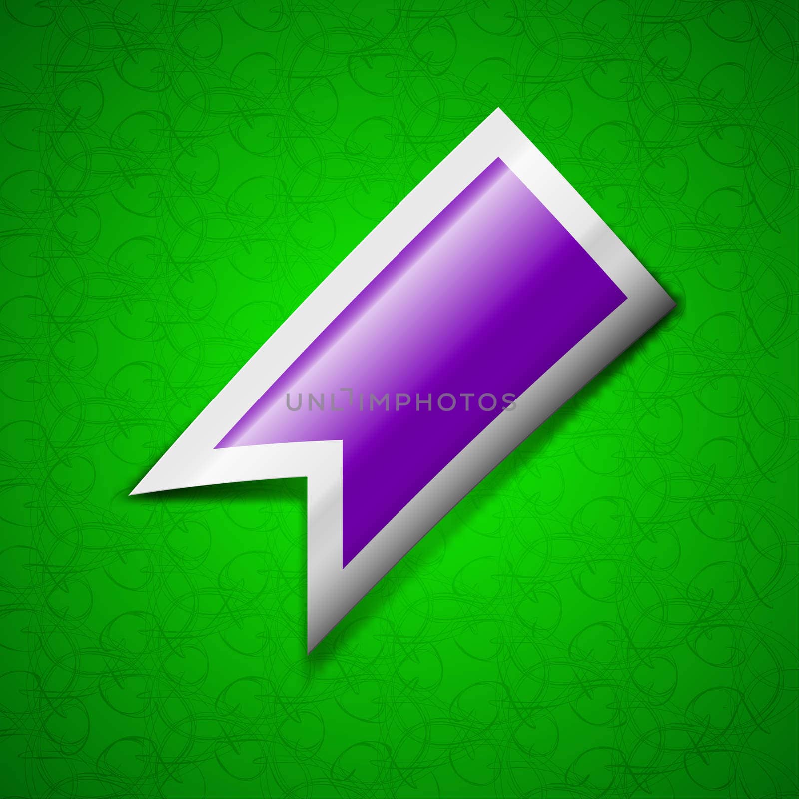 bookmark icon sign. Symbol chic colored sticky label on green background. illustration