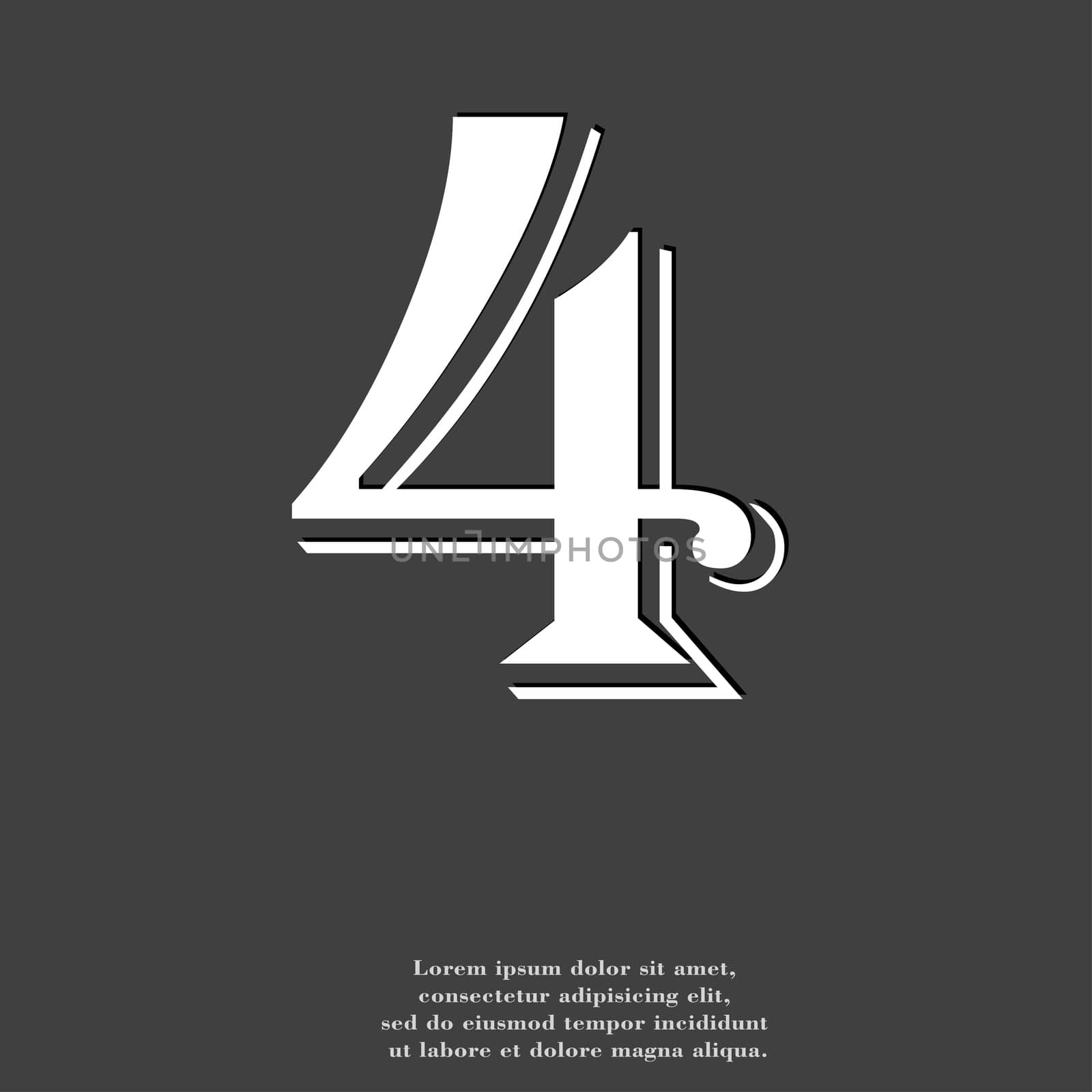 number four icon symbol Flat modern web design with long shadow and space for your text. illustration