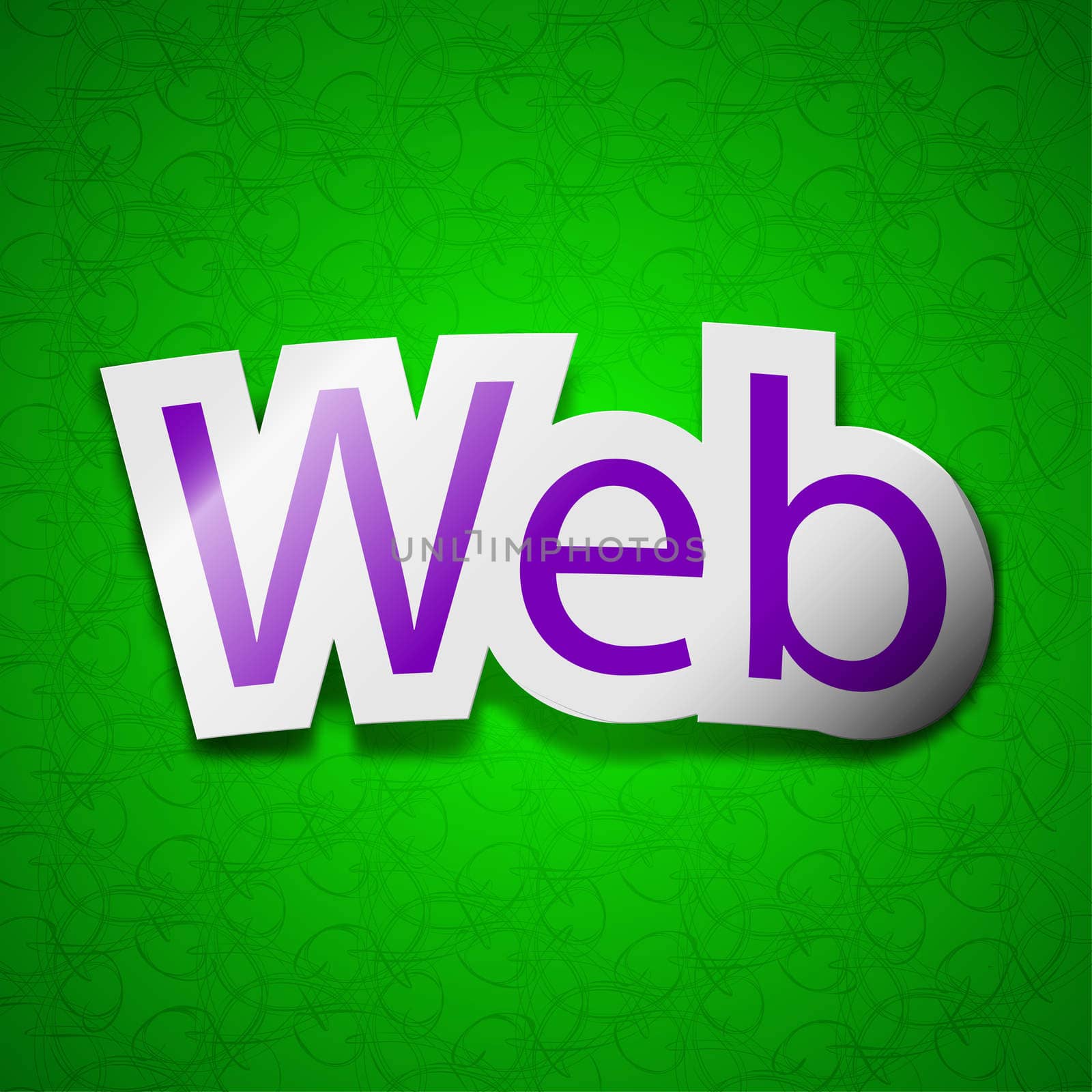 Web icon sign. Symbol chic colored sticky label on green background. illustration