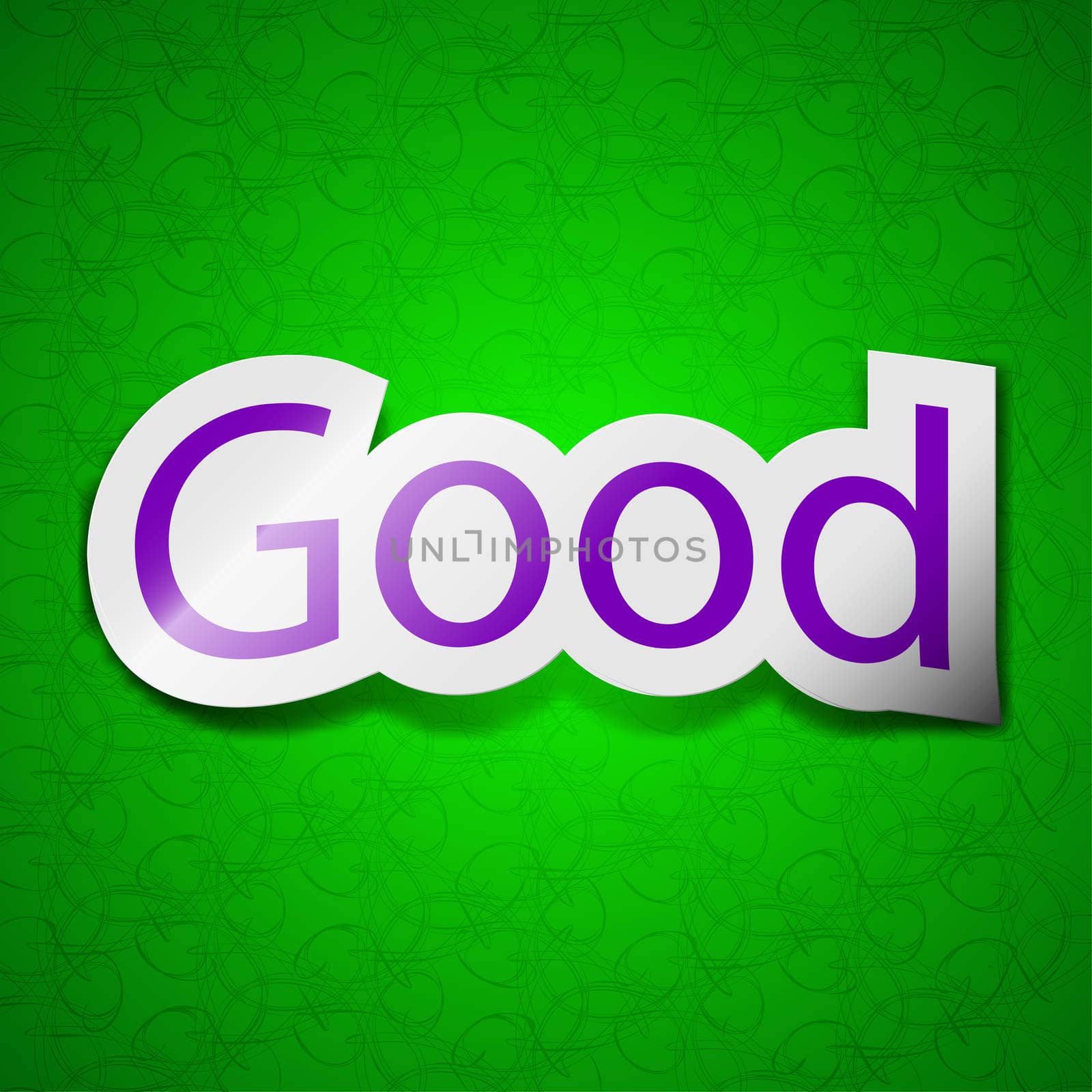 Good icon sign. Symbol chic colored sticky label on green background.  by serhii_lohvyniuk