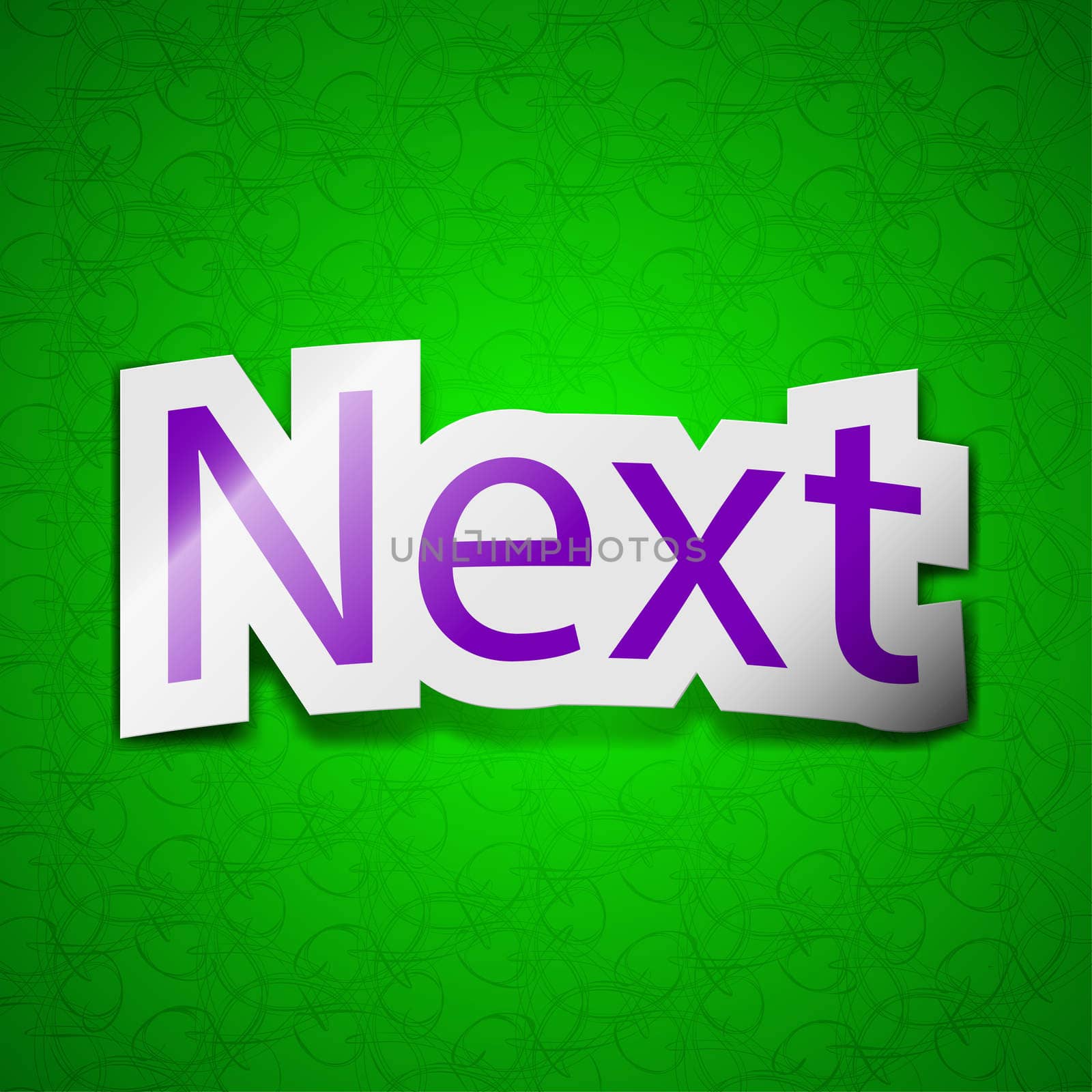 Next icon sign. Symbol chic colored sticky label on green background.  by serhii_lohvyniuk