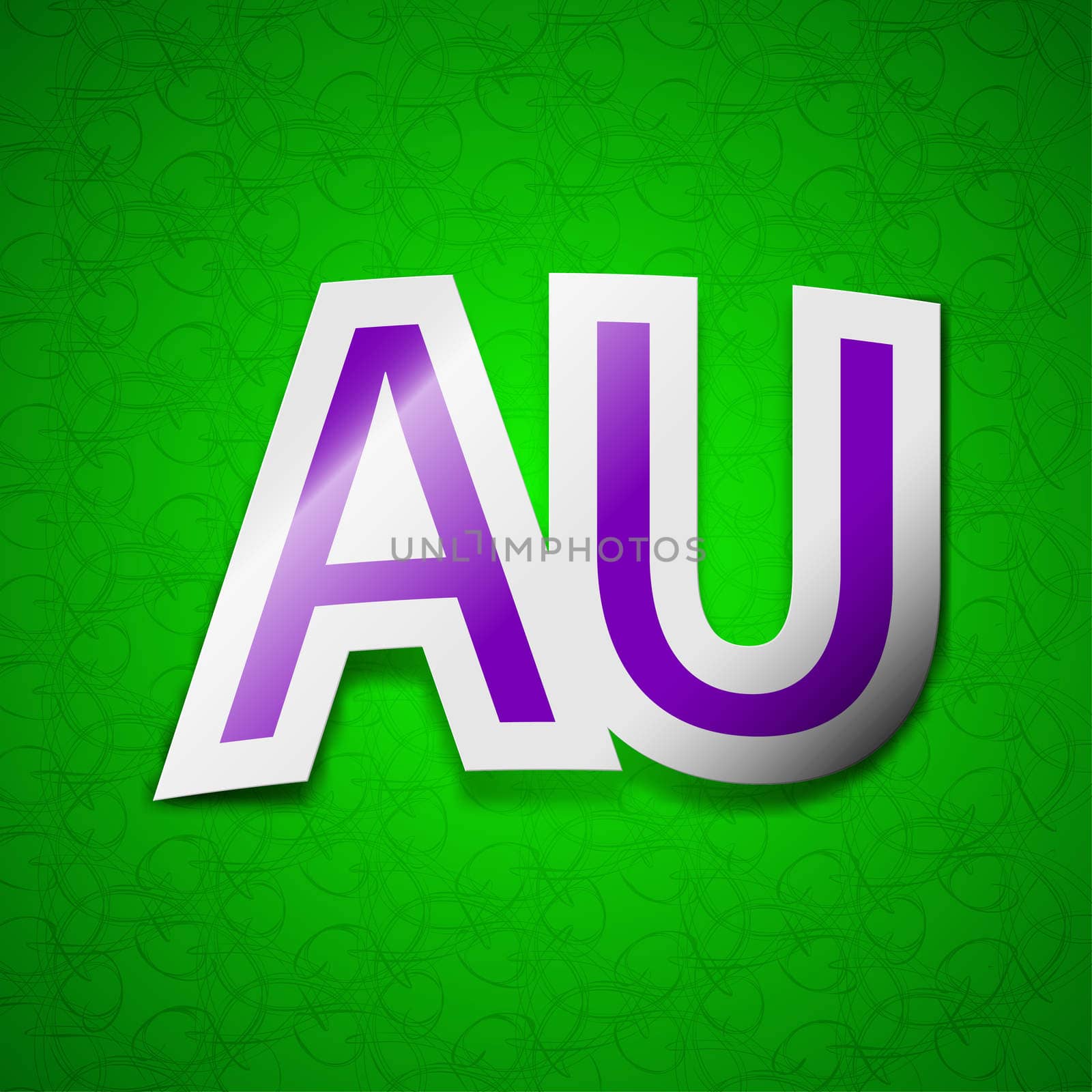 australia icon sign. Symbol chic colored sticky label on green background. illustration