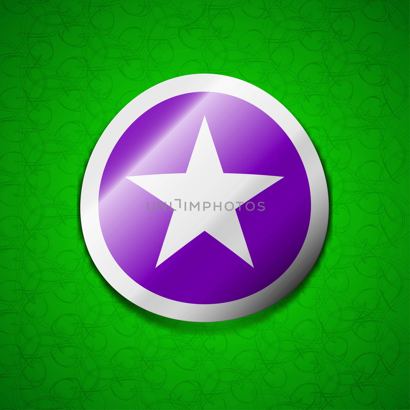 Star, Favorite Star, Favorite icon sign. Symbol chic colored sticky label on green background. illustration