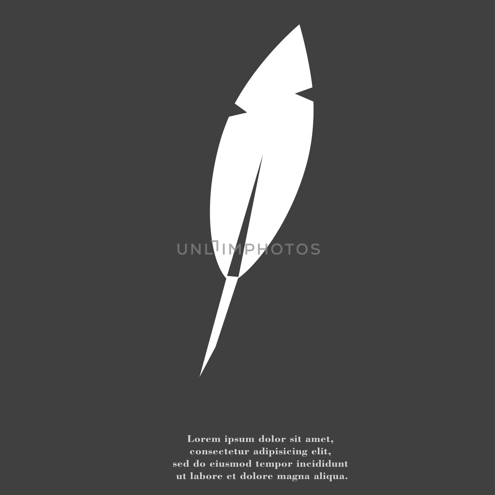 Feather Retro pen icon symbol Flat modern web design with long shadow and space for your text. illustration