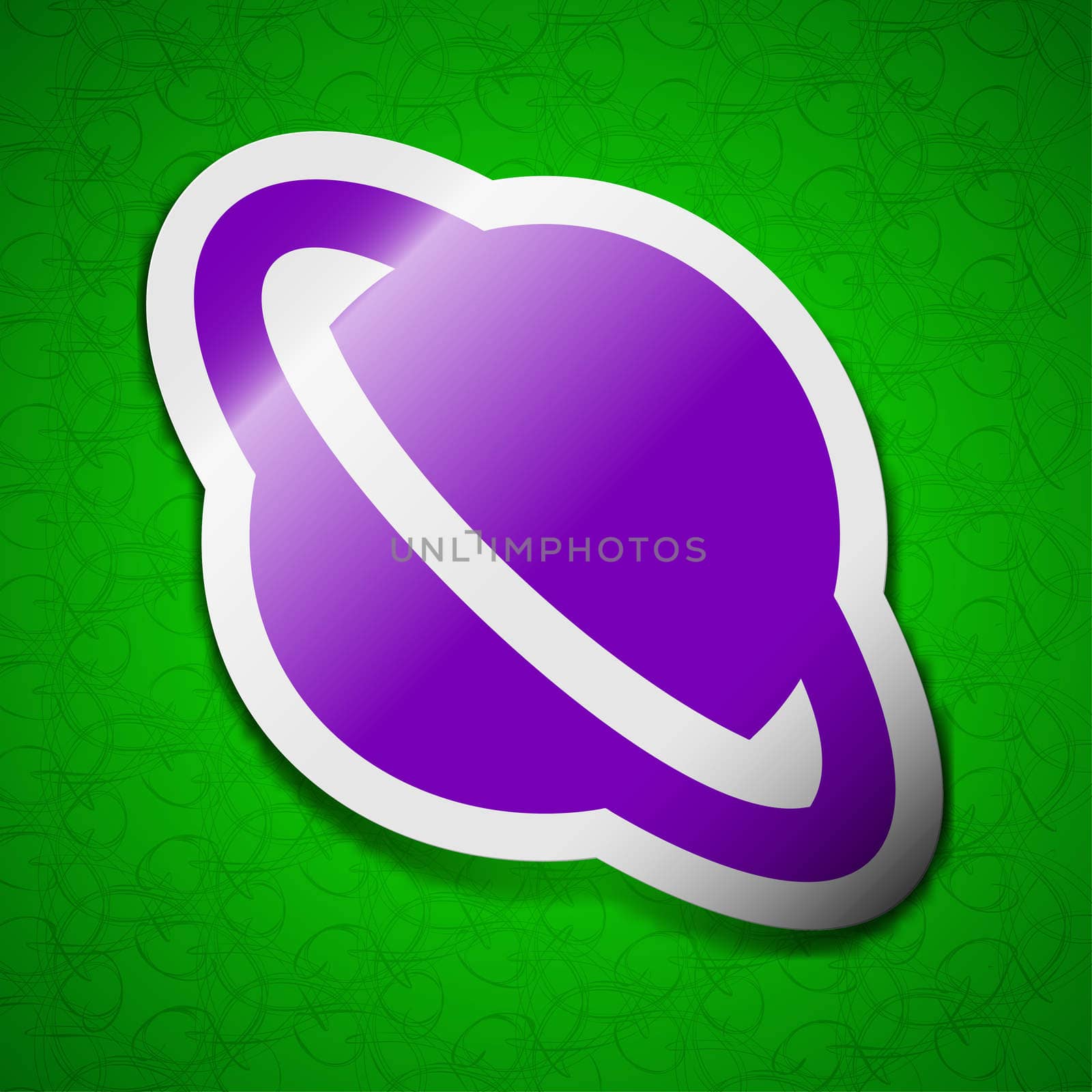 Jupiter planet icon sign. Symbol chic colored sticky label on green background.  by serhii_lohvyniuk