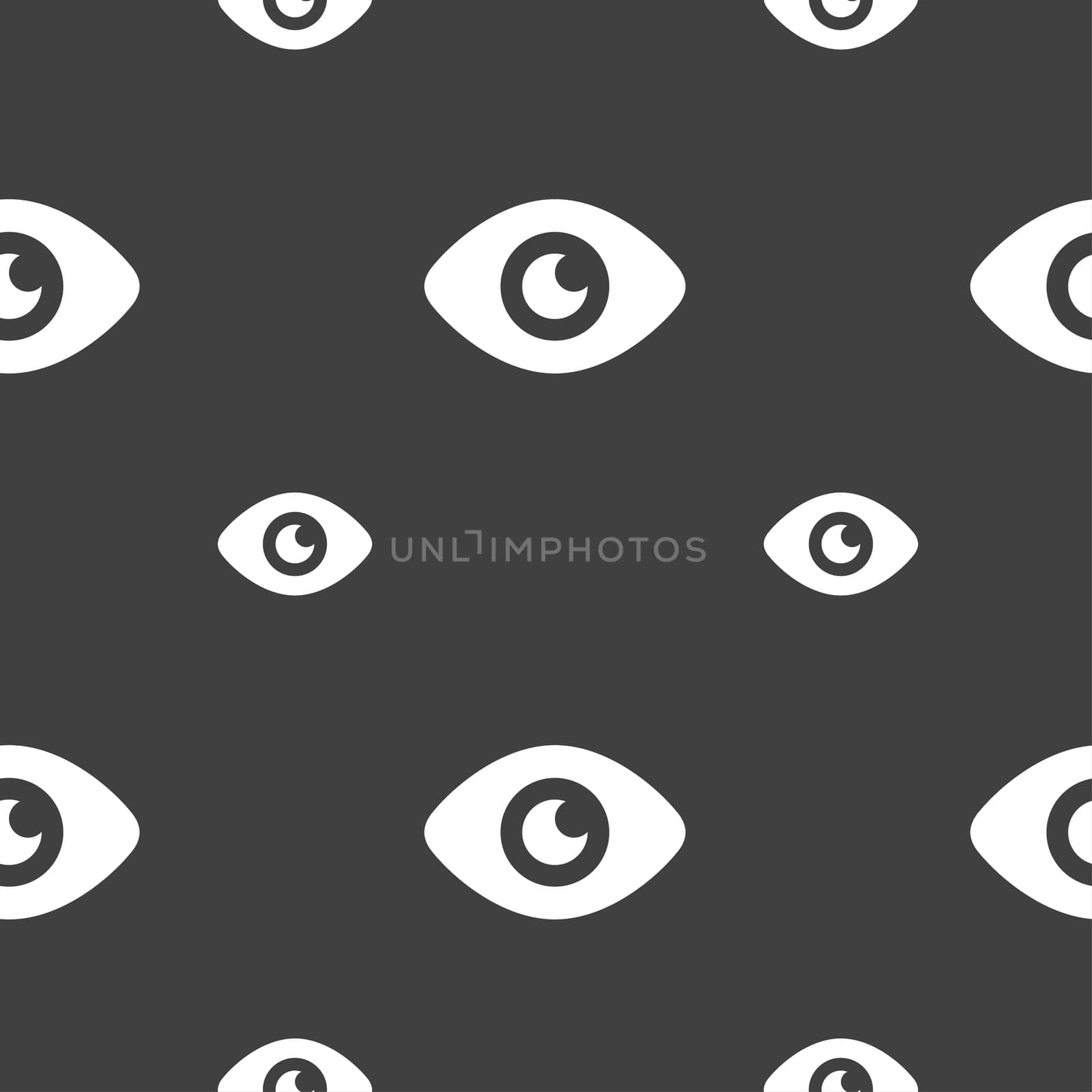 Eye, Publish content icon sign. Seamless pattern on a gray background. illustration
