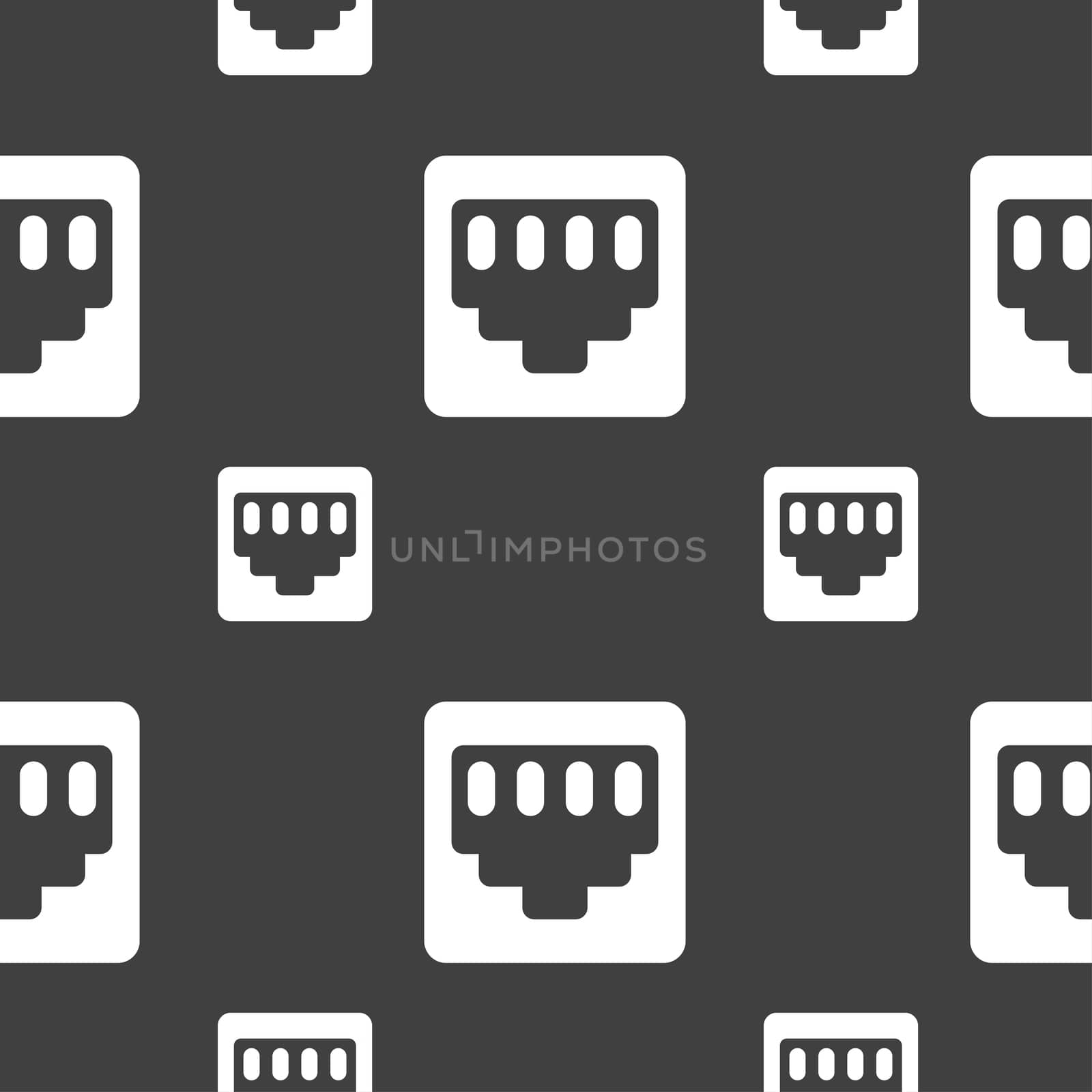 cable rj45, Patch Cord icon sign. Seamless pattern on a gray background. illustration