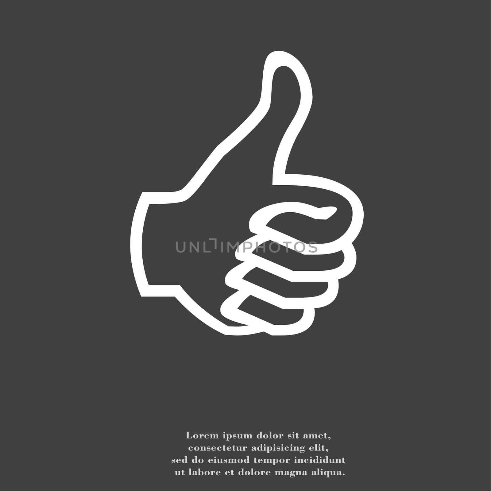 Thumb up icon symbol Flat modern web design with long shadow and space for your text. illustration