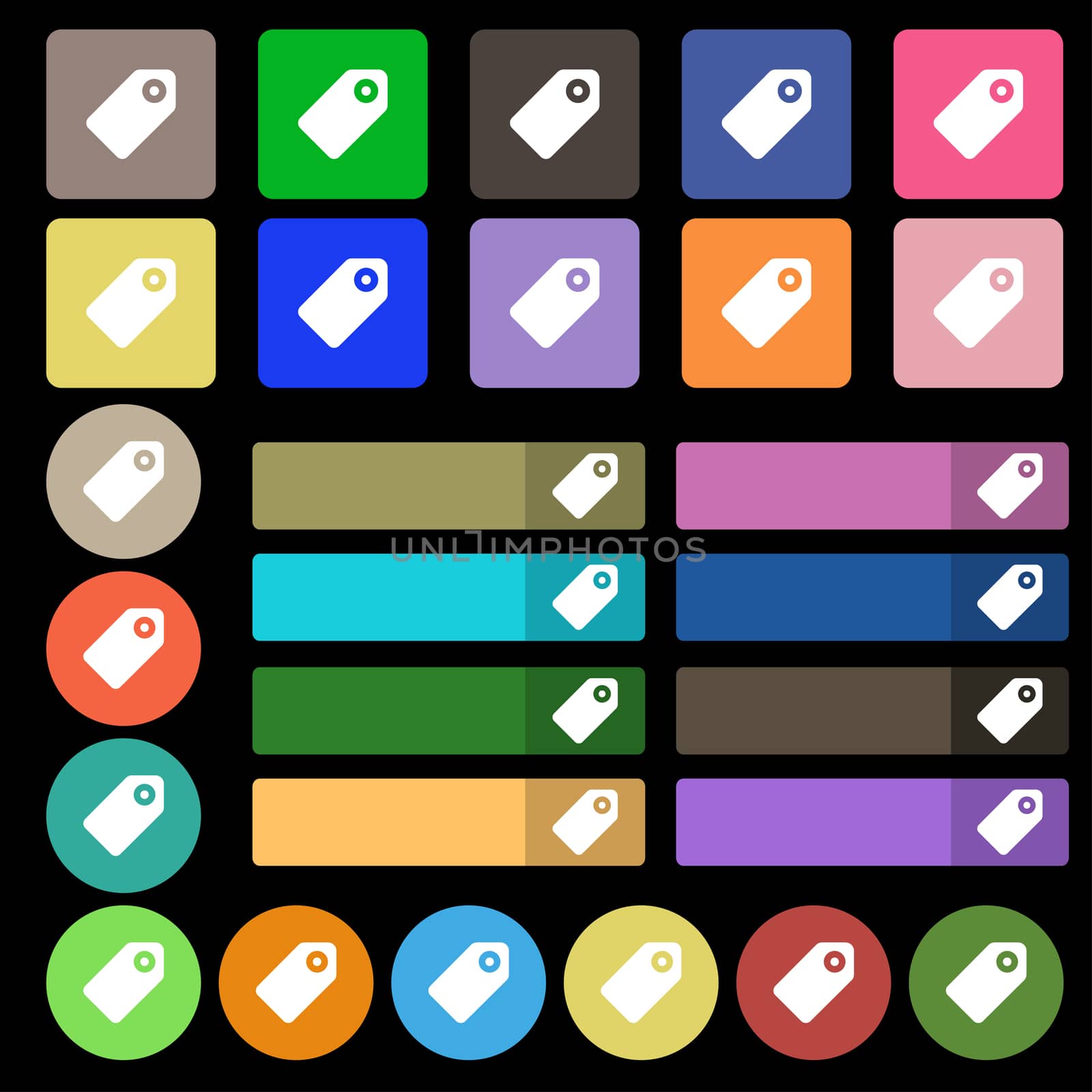 Special offer label icon sign. Set from twenty seven multicolored flat buttons. illustration