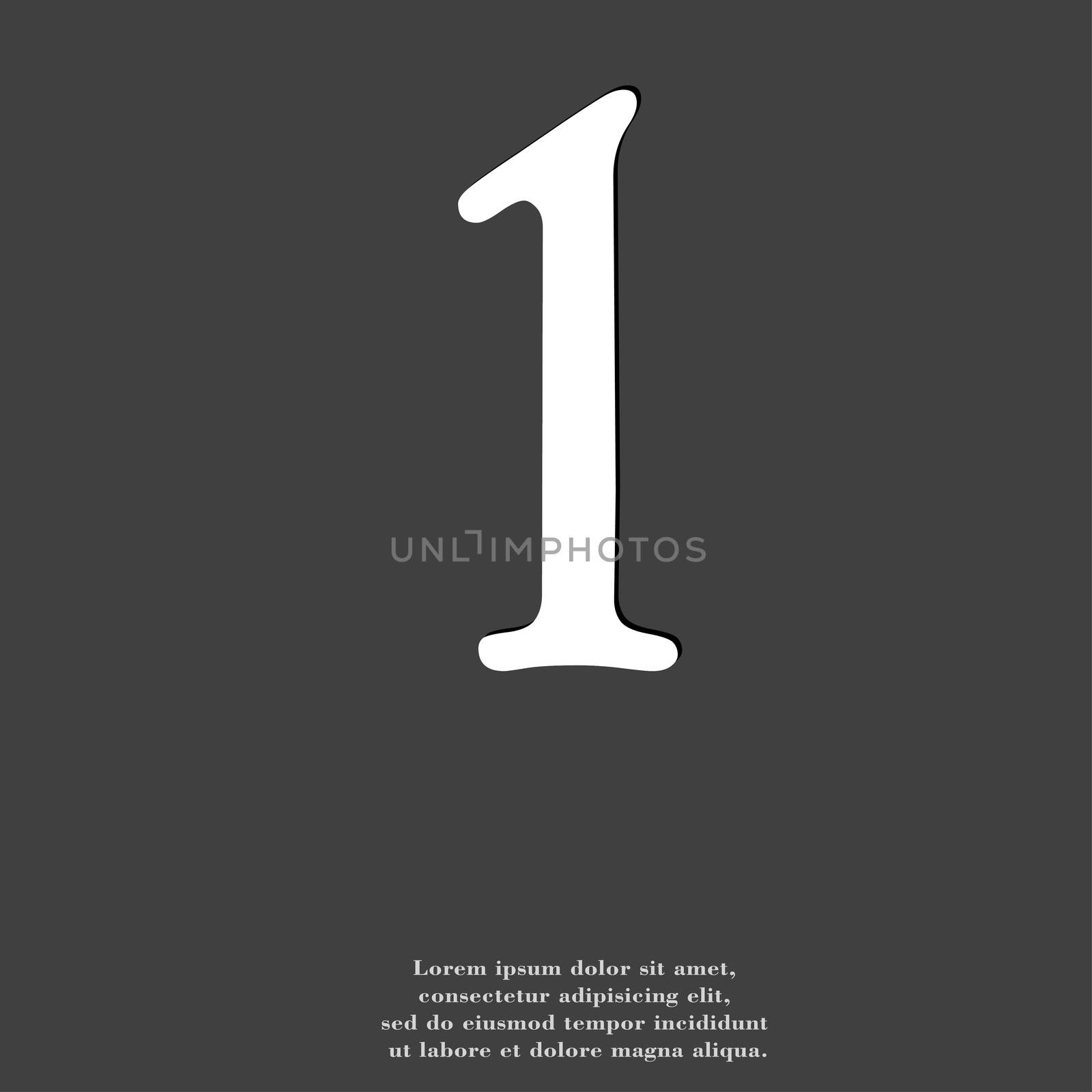 number one icon symbol Flat modern web design with long shadow and space for your text. illustration