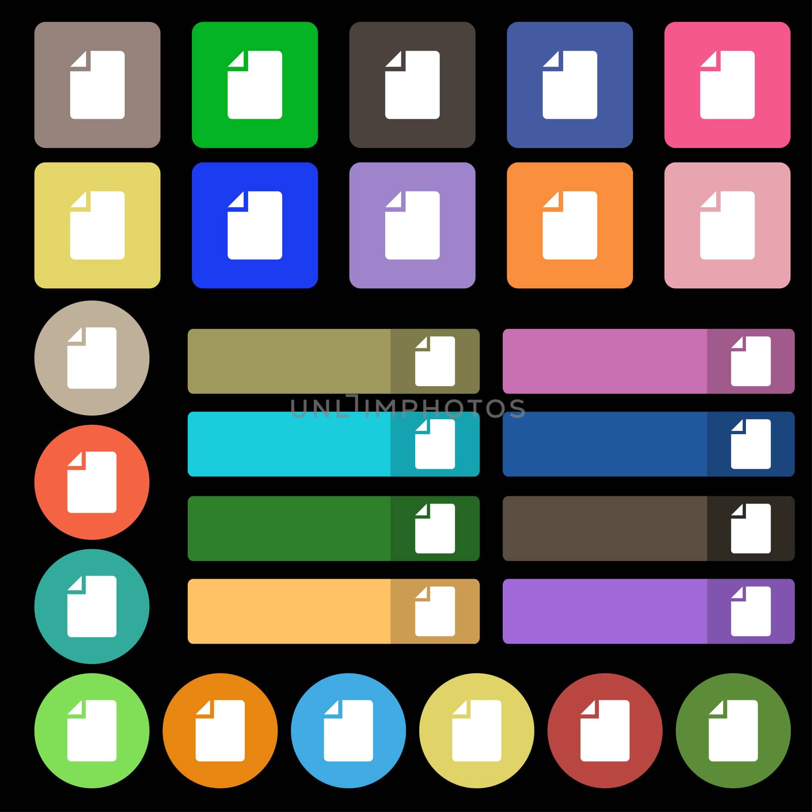 Text file icon sign. Set from twenty seven multicolored flat buttons. illustration