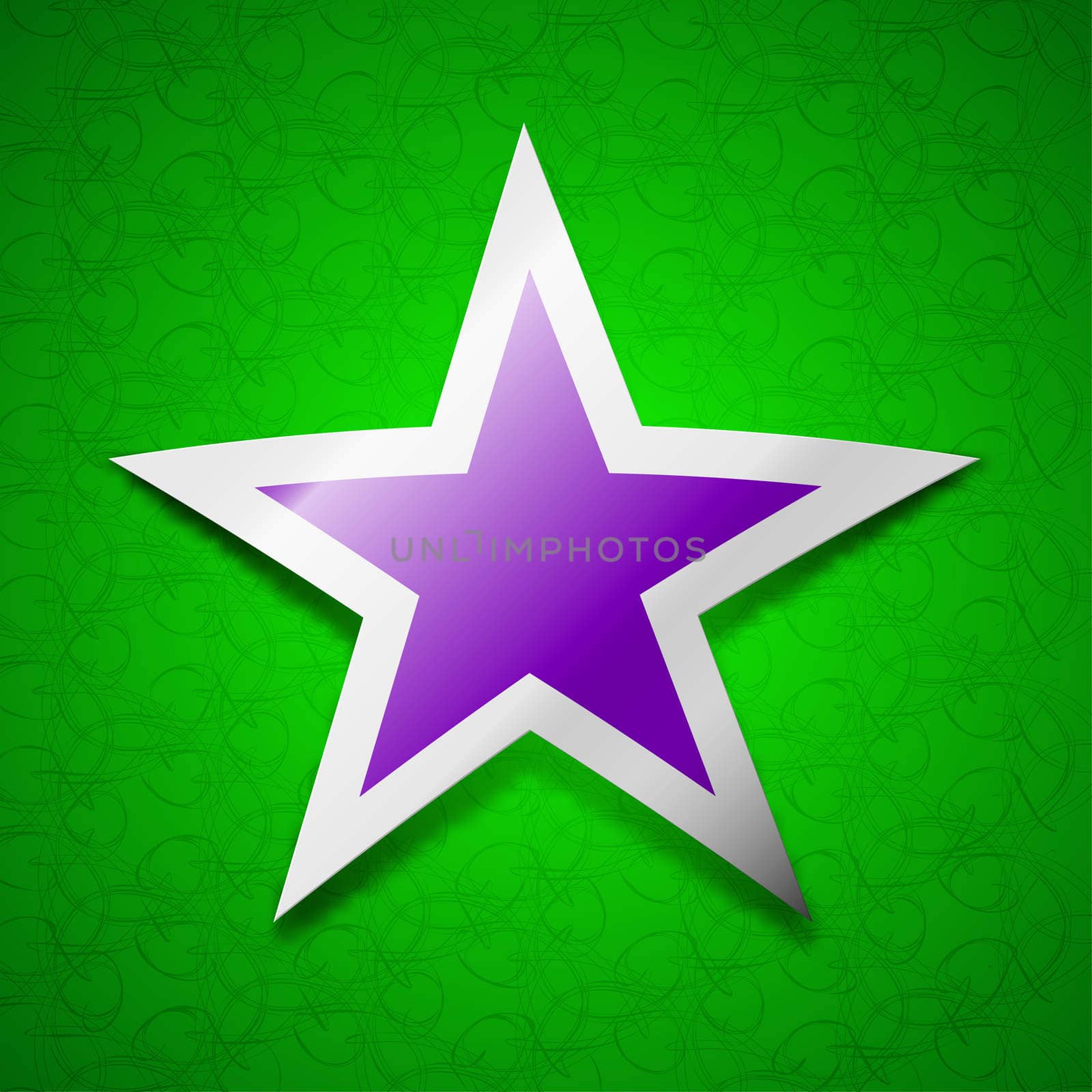 Star, Favorite Star, Favorite icon sign. Symbol chic colored sticky label on green background. illustration