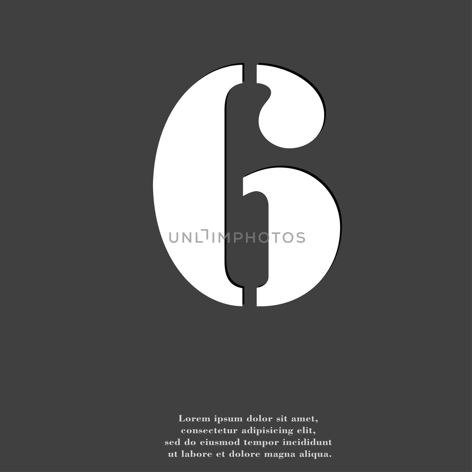 number six icon symbol Flat modern web design with long shadow and space for your text. illustration