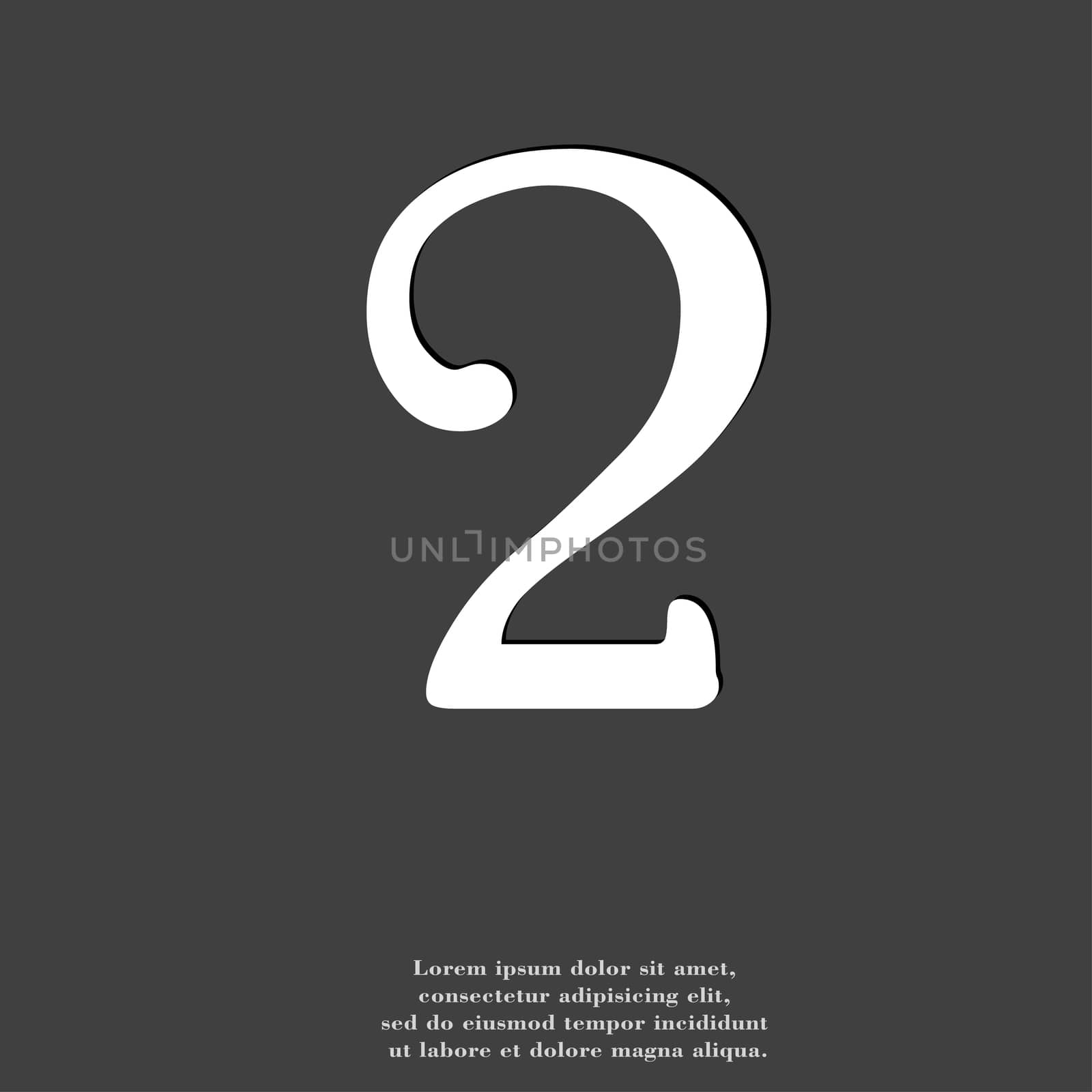 number two icon symbol Flat modern web design with long shadow and space for your text. illustration