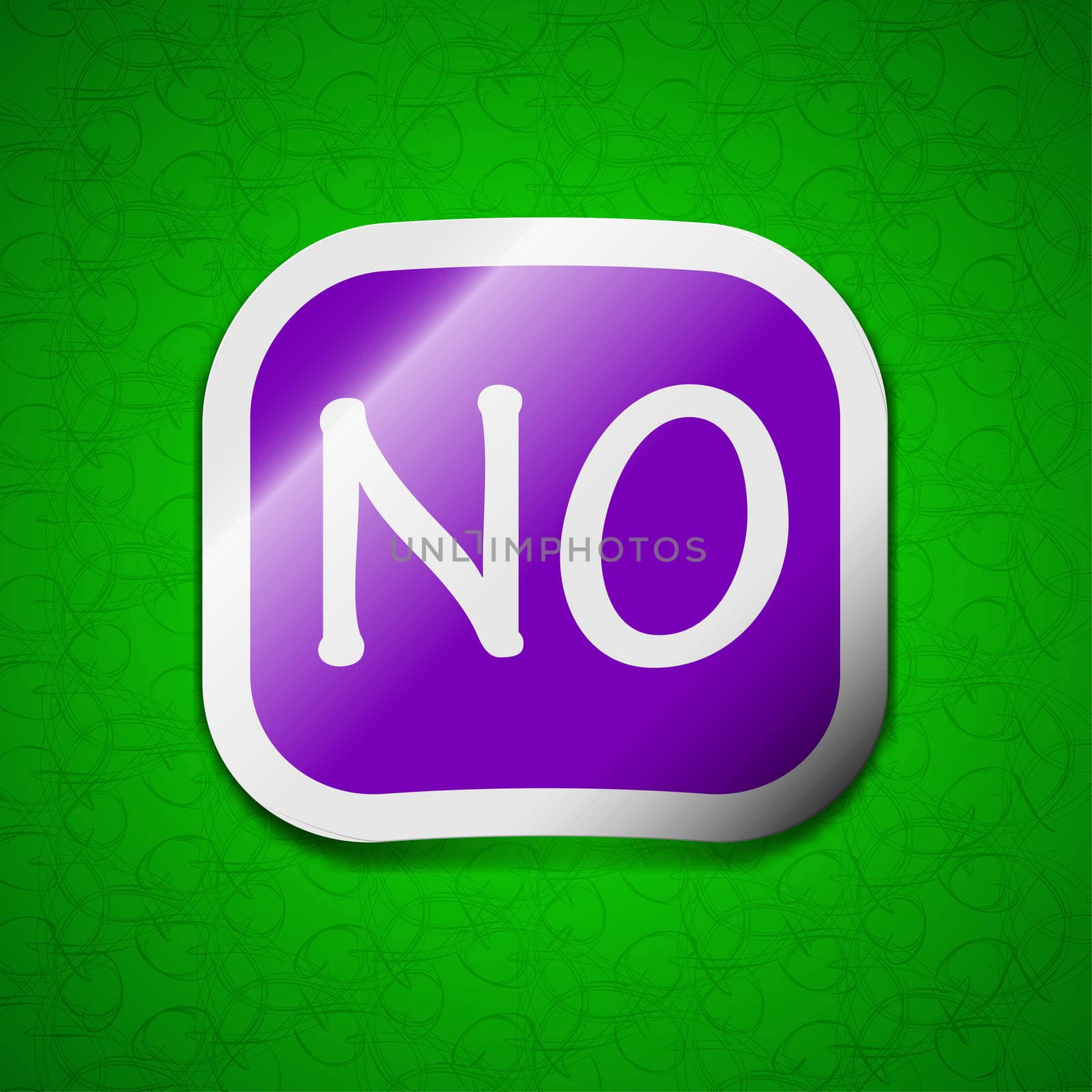 NO Norway translation icon sign. Symbol chic colored sticky label on green background. illustration
