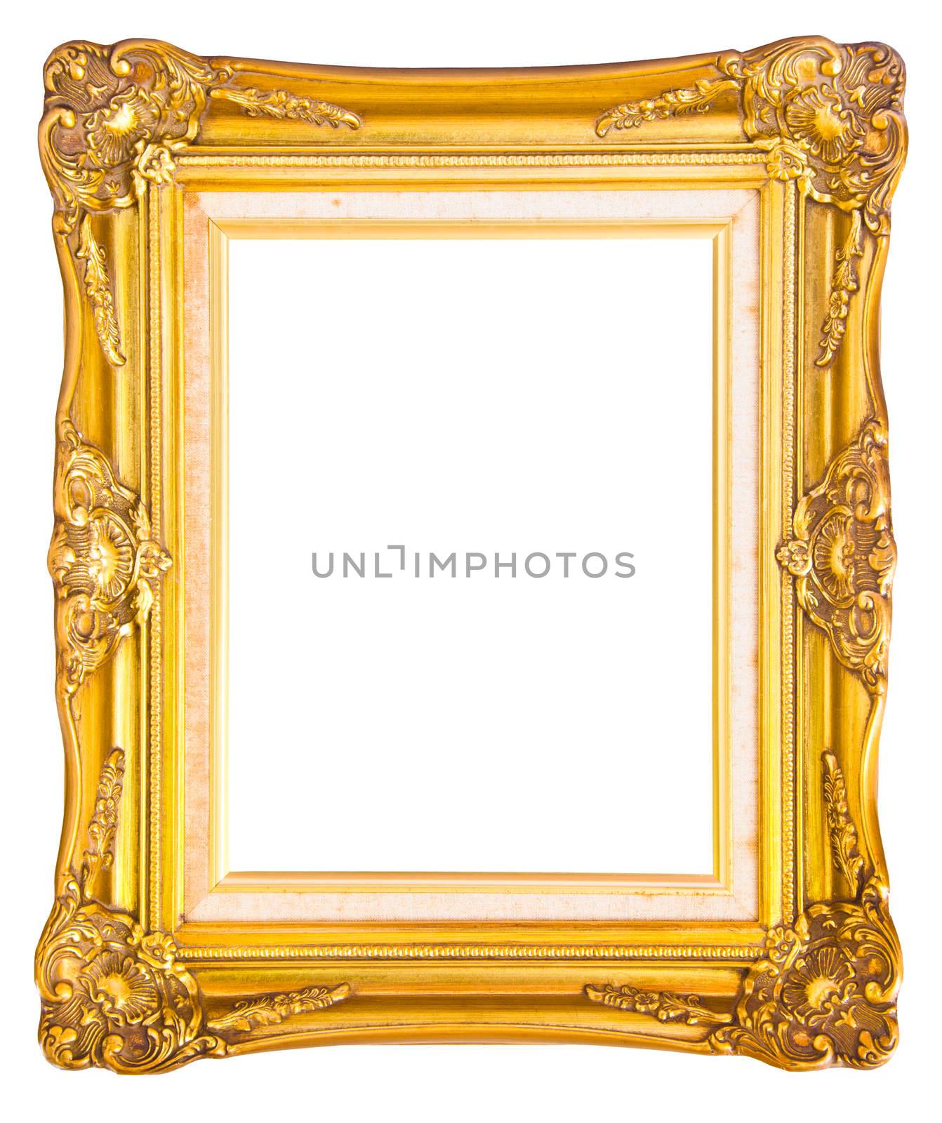 antique gold frame isolated on white background, clipping path