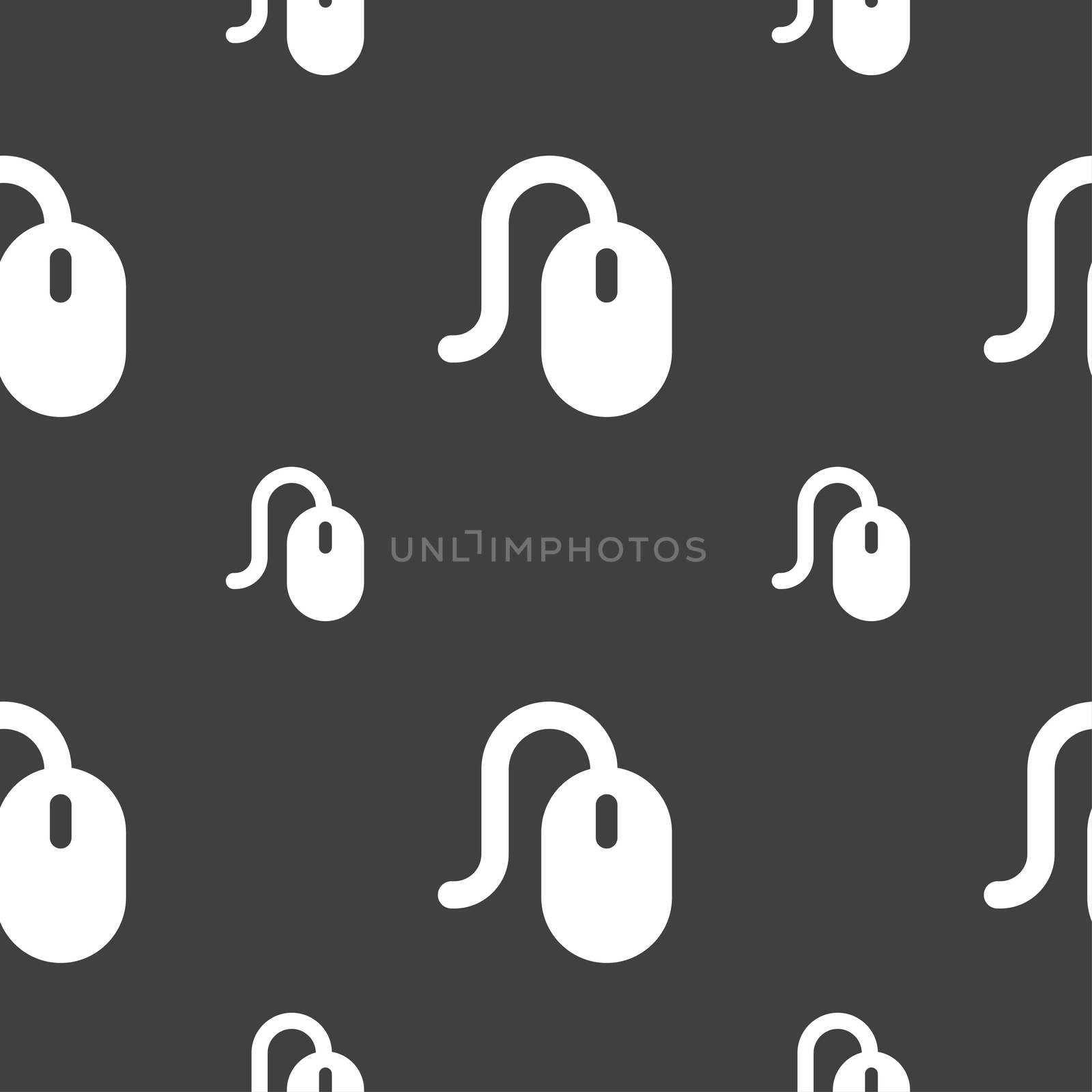 Computer mouse icon sign. Seamless pattern on a gray background. illustration