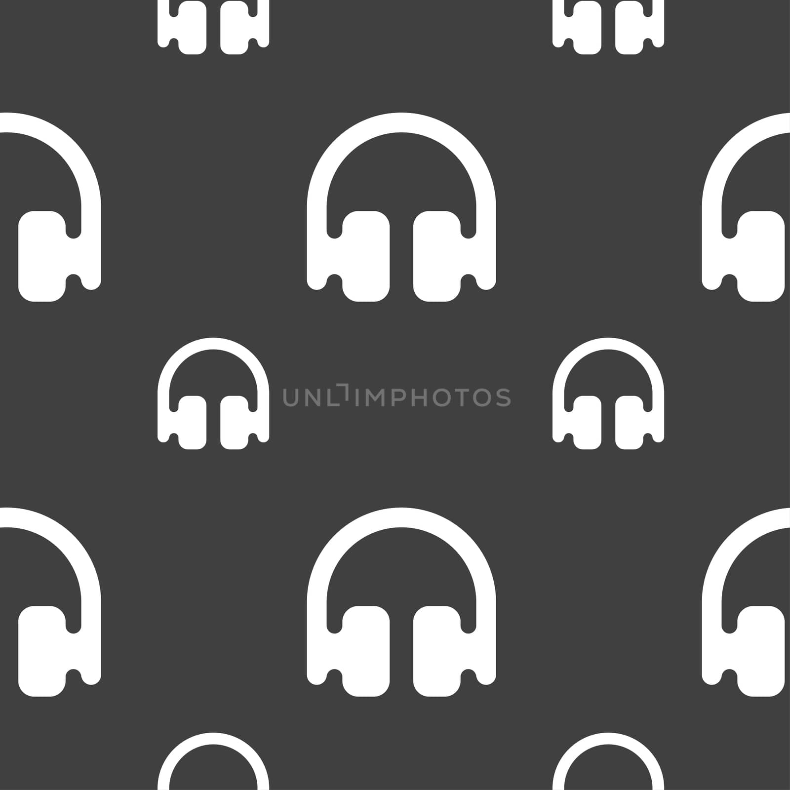 Headphones, Earphones icon sign. Seamless pattern on a gray background. illustration