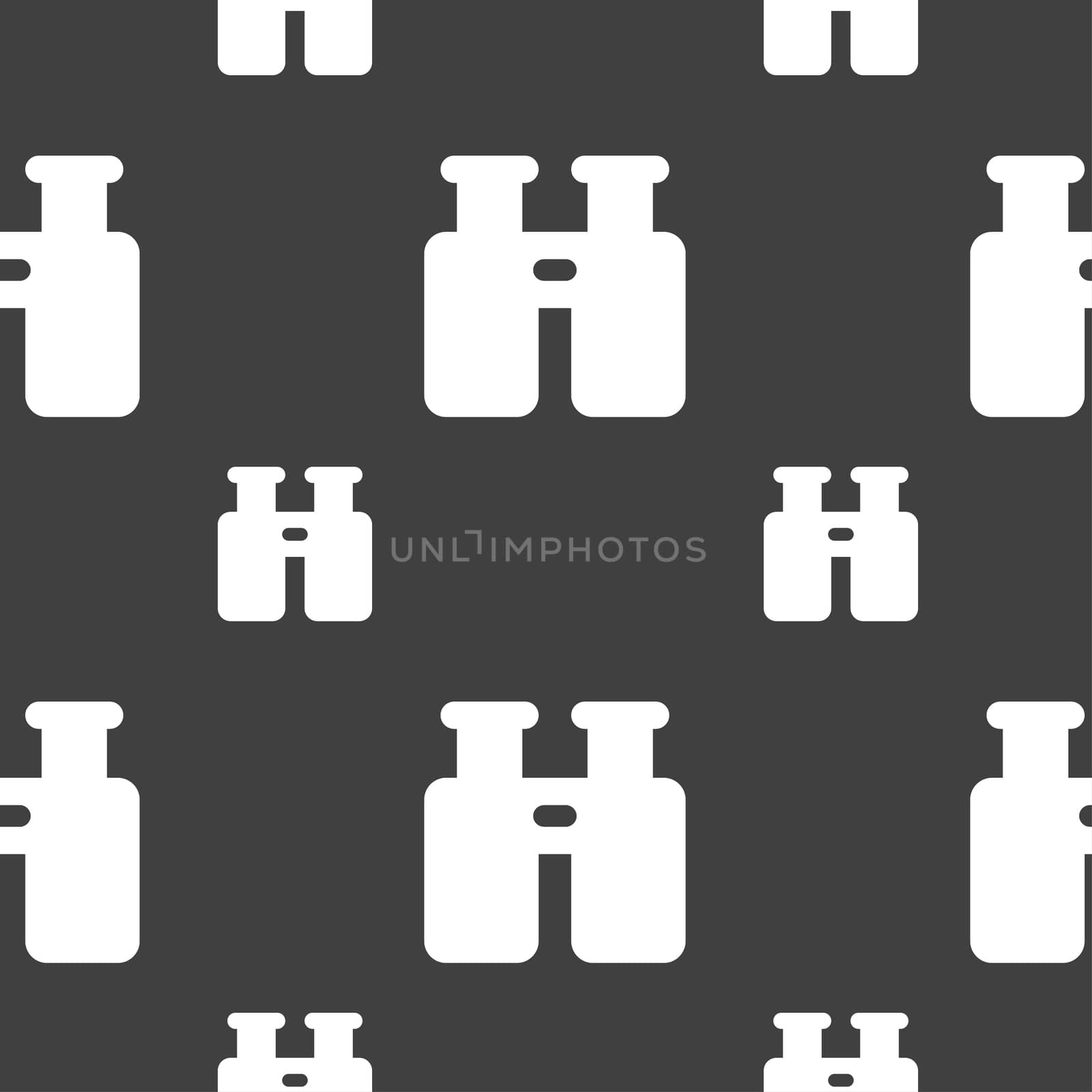 Binocular, Search, Find information icon sign. Seamless pattern on a gray background. illustration