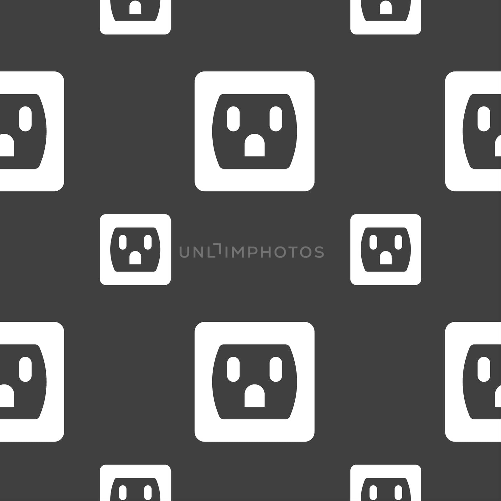 Electric plug, Power energy icon sign. Seamless pattern on a gray background. illustration