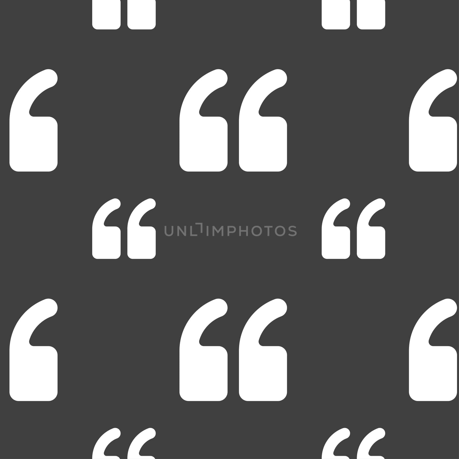 Double quotes at the beginning of words icon sign. Seamless pattern on a gray background. illustration