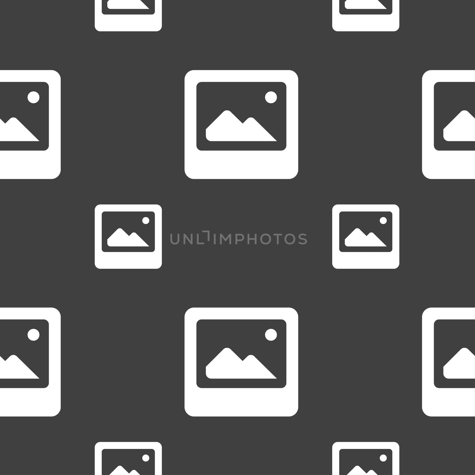 Photo frame template icon sign. Seamless pattern on a gray background. illustration