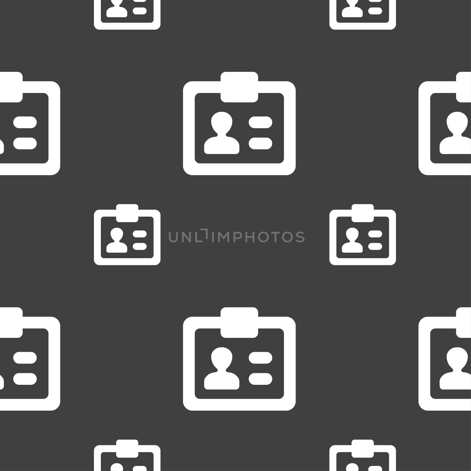 ID, Identity card icon sign. Seamless pattern on a gray background. illustration
