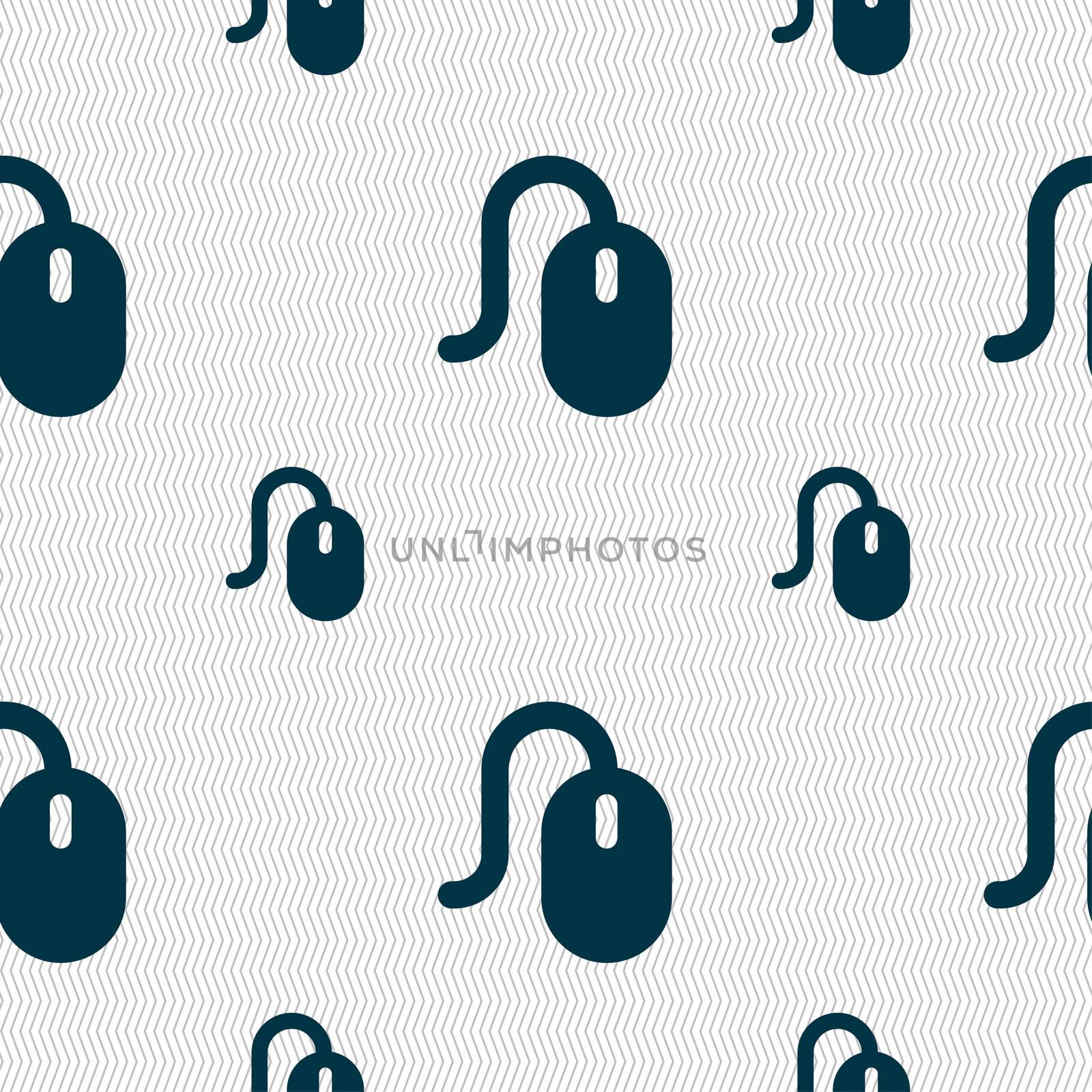 Computer mouse icon sign. Seamless pattern with geometric texture. illustration