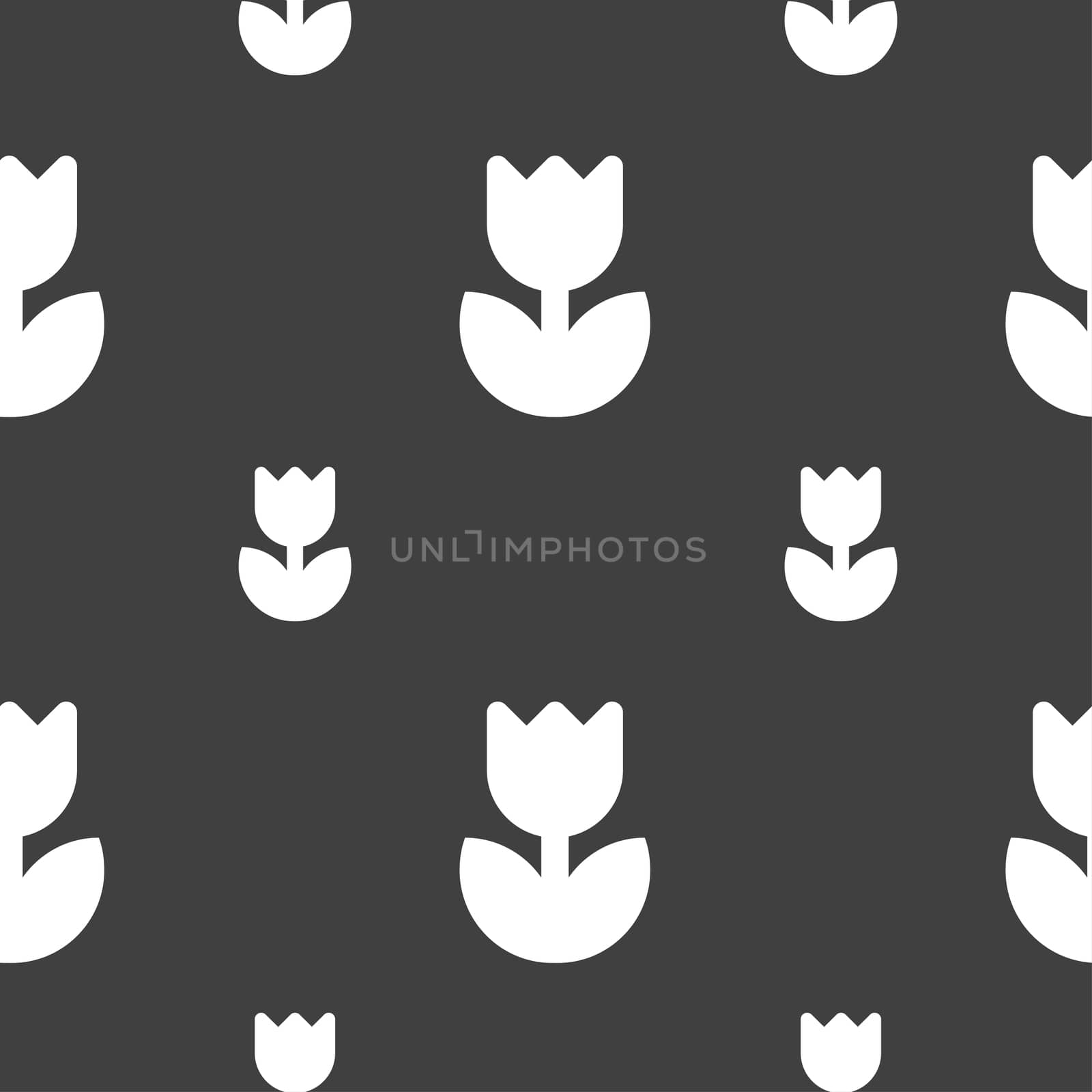 Flower, rose icon sign. Seamless pattern on a gray background. illustration