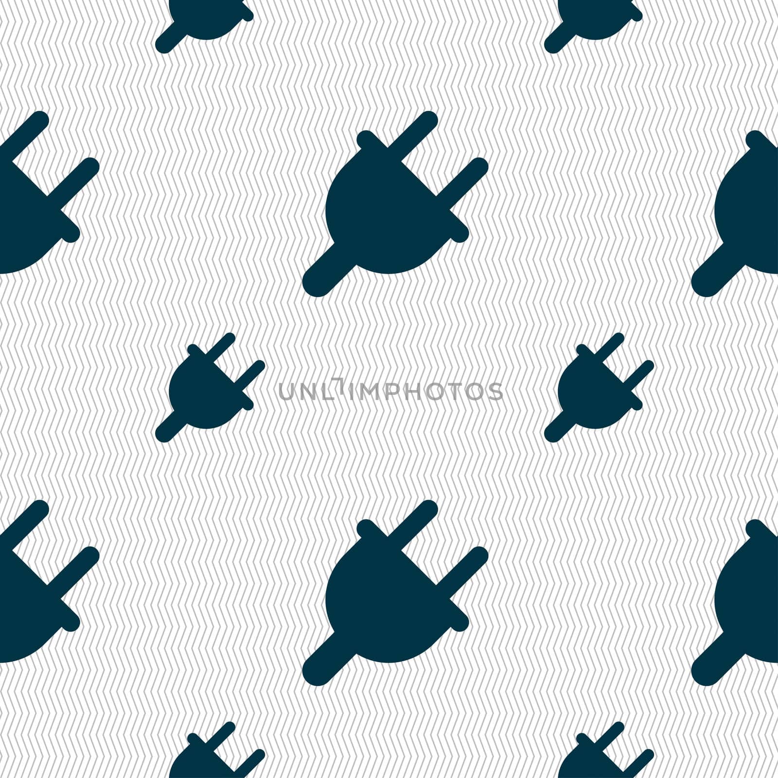 Electric plug, Power energy icon sign. Seamless pattern with geometric texture. illustration