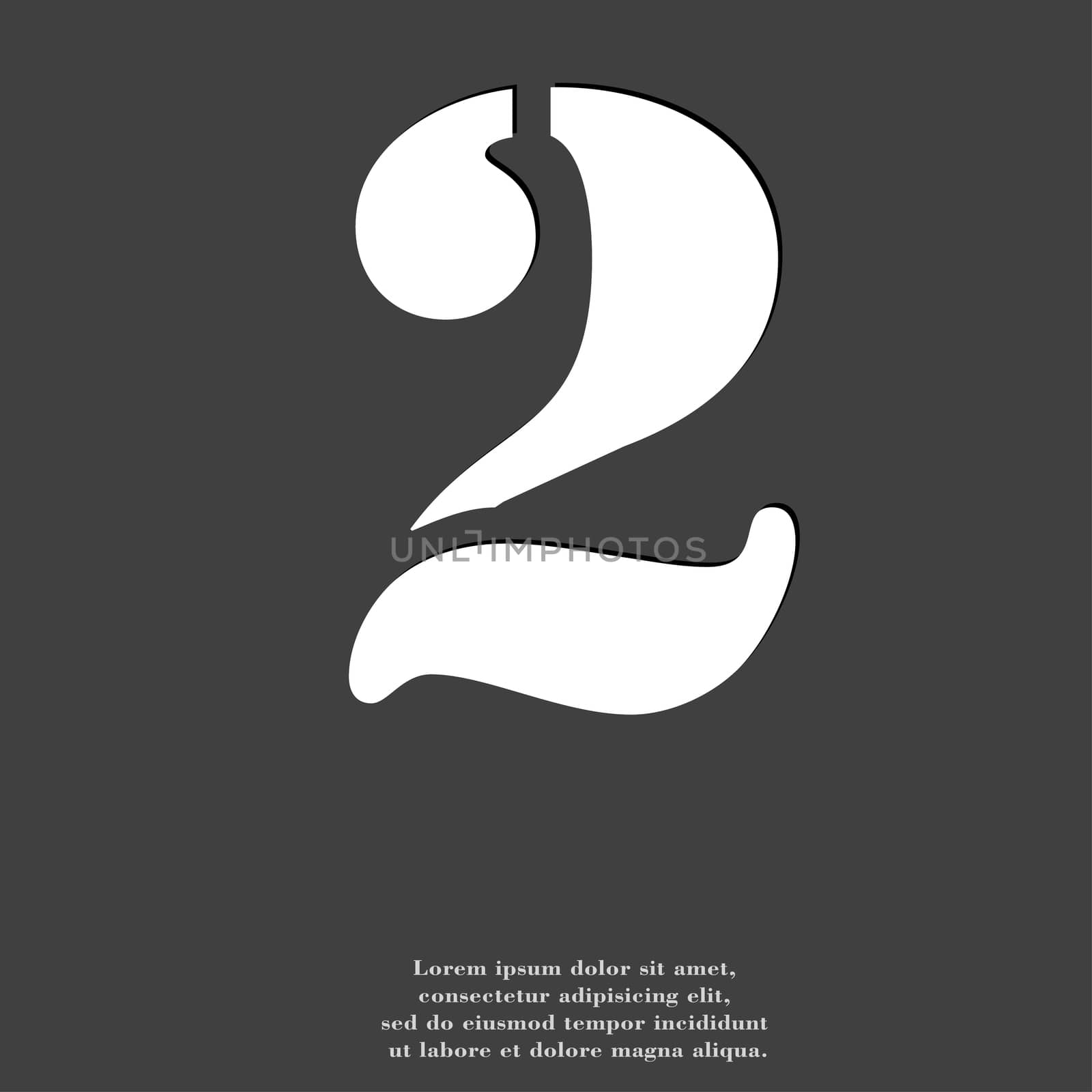 number two icon symbol Flat modern web design with long shadow and space for your text. illustration