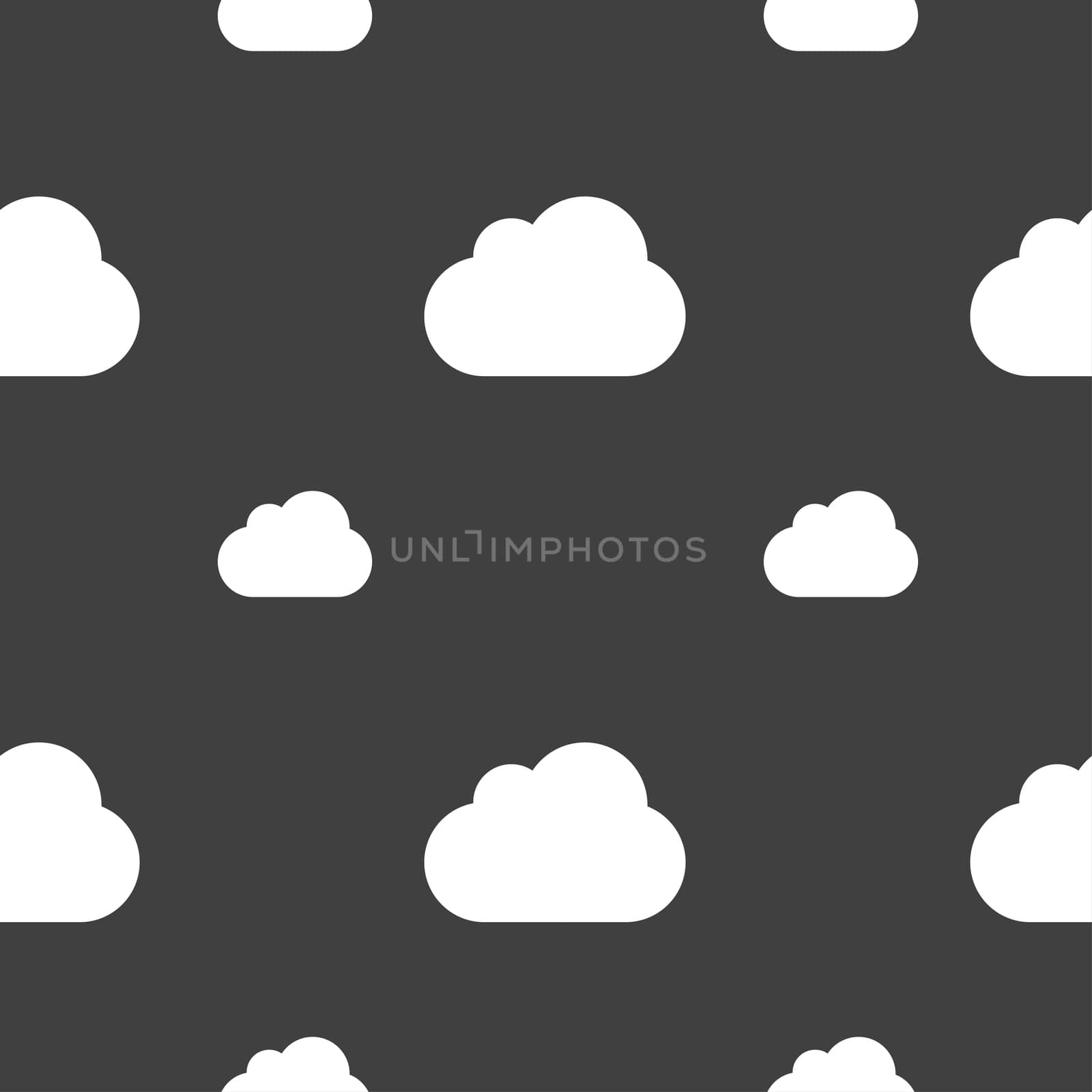 cloud icon sign. Seamless pattern on a gray background.  by serhii_lohvyniuk