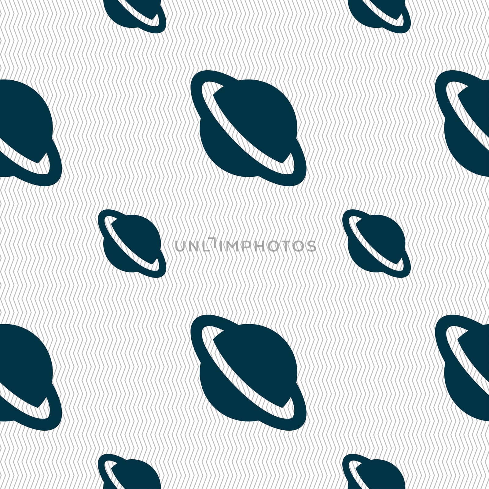 Jupiter planet icon sign. Seamless pattern with geometric texture. illustration