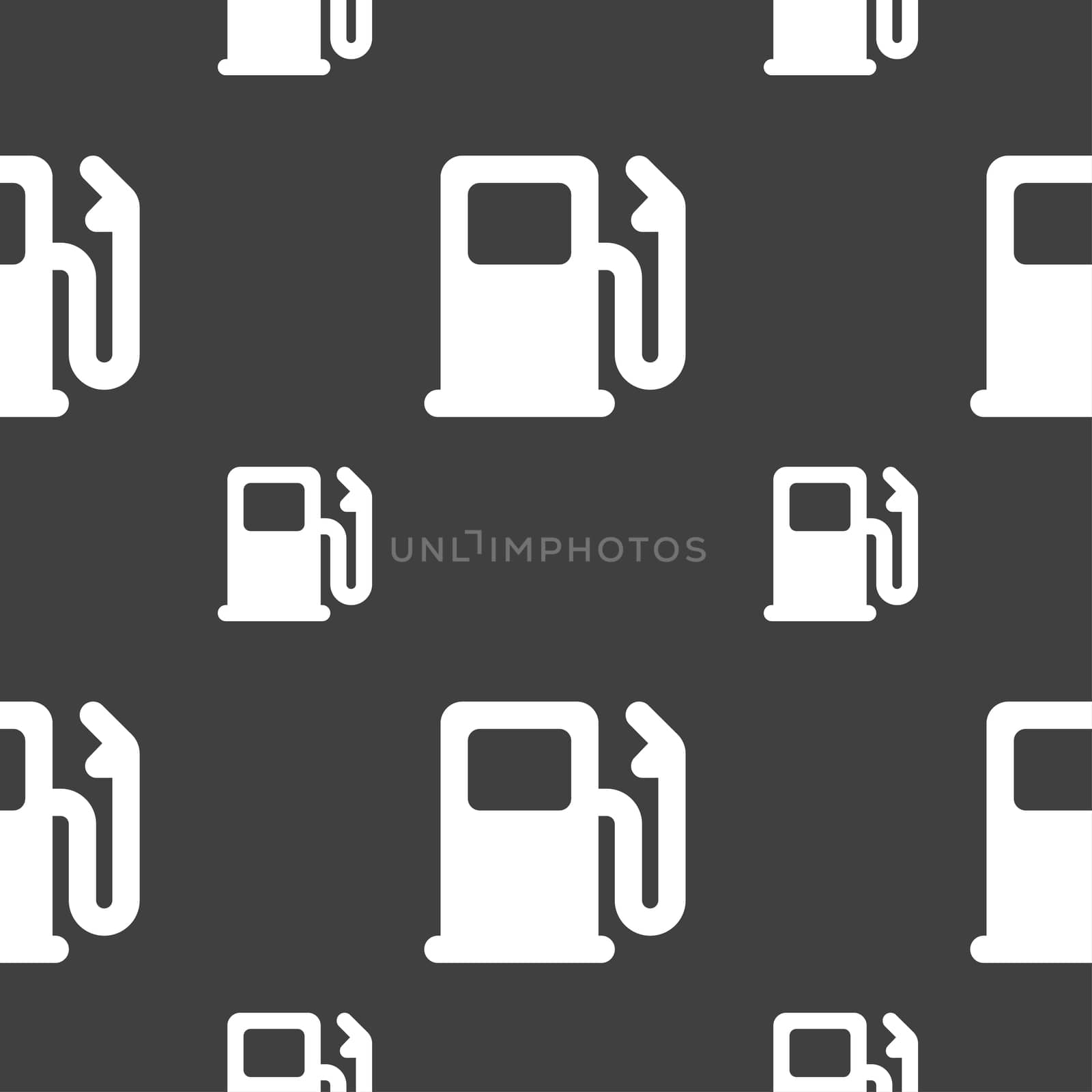 Petrol or Gas station, Car fuel icon sign. Seamless pattern on a gray background. illustration