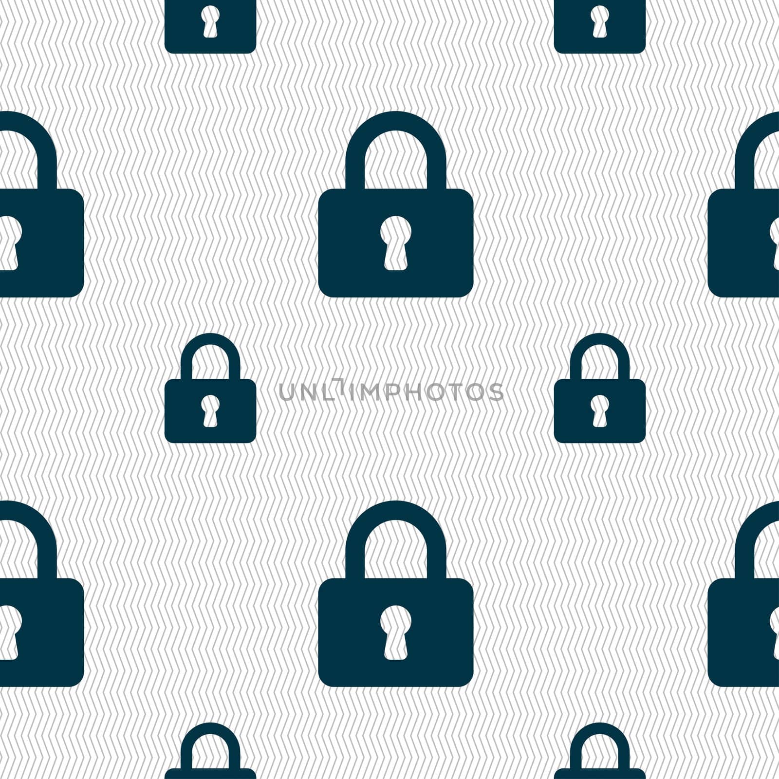 Pad Lock icon sign. Seamless pattern with geometric texture. illustration